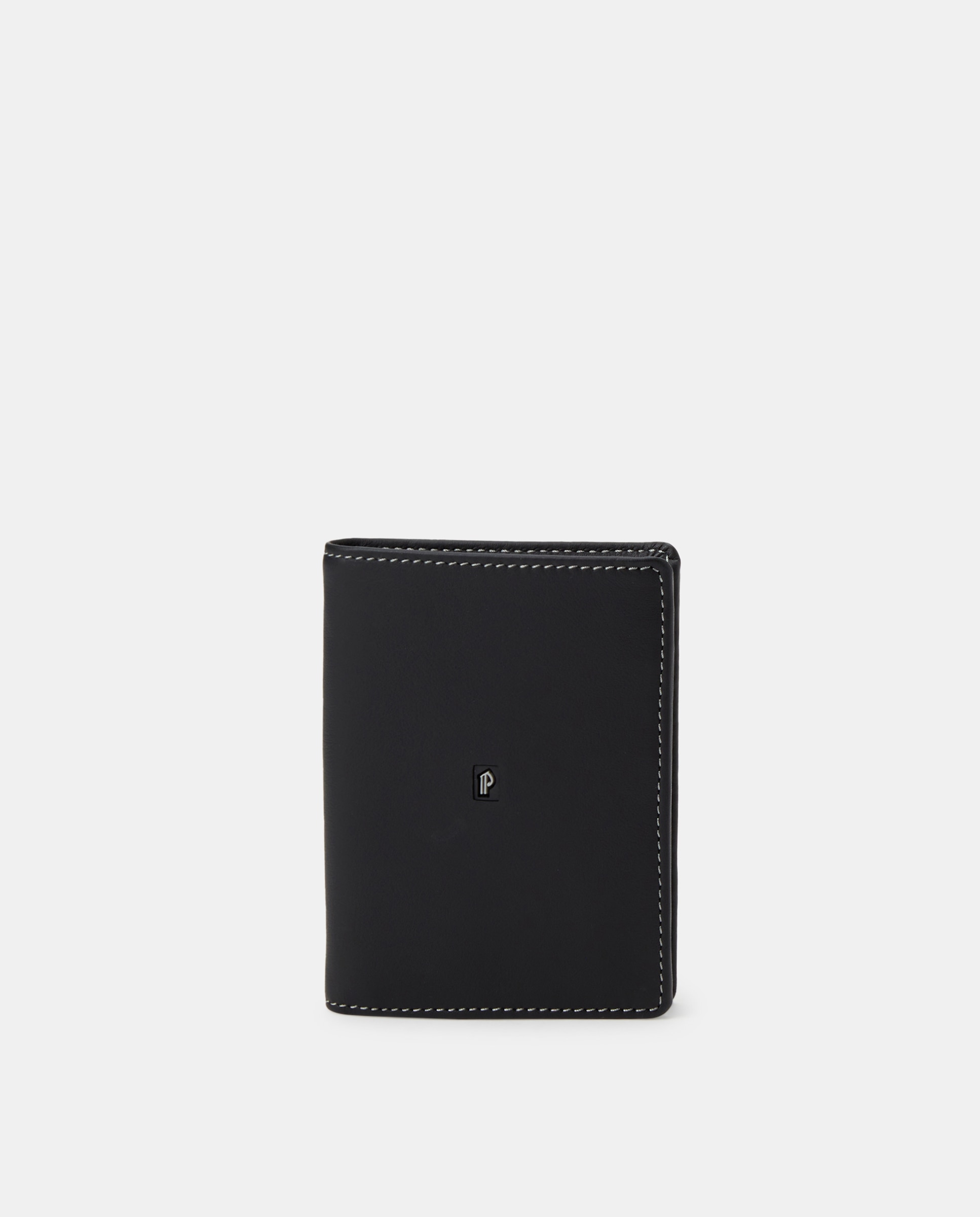 Carteira para Cinco Cartões em Pele - Preto Preto-1