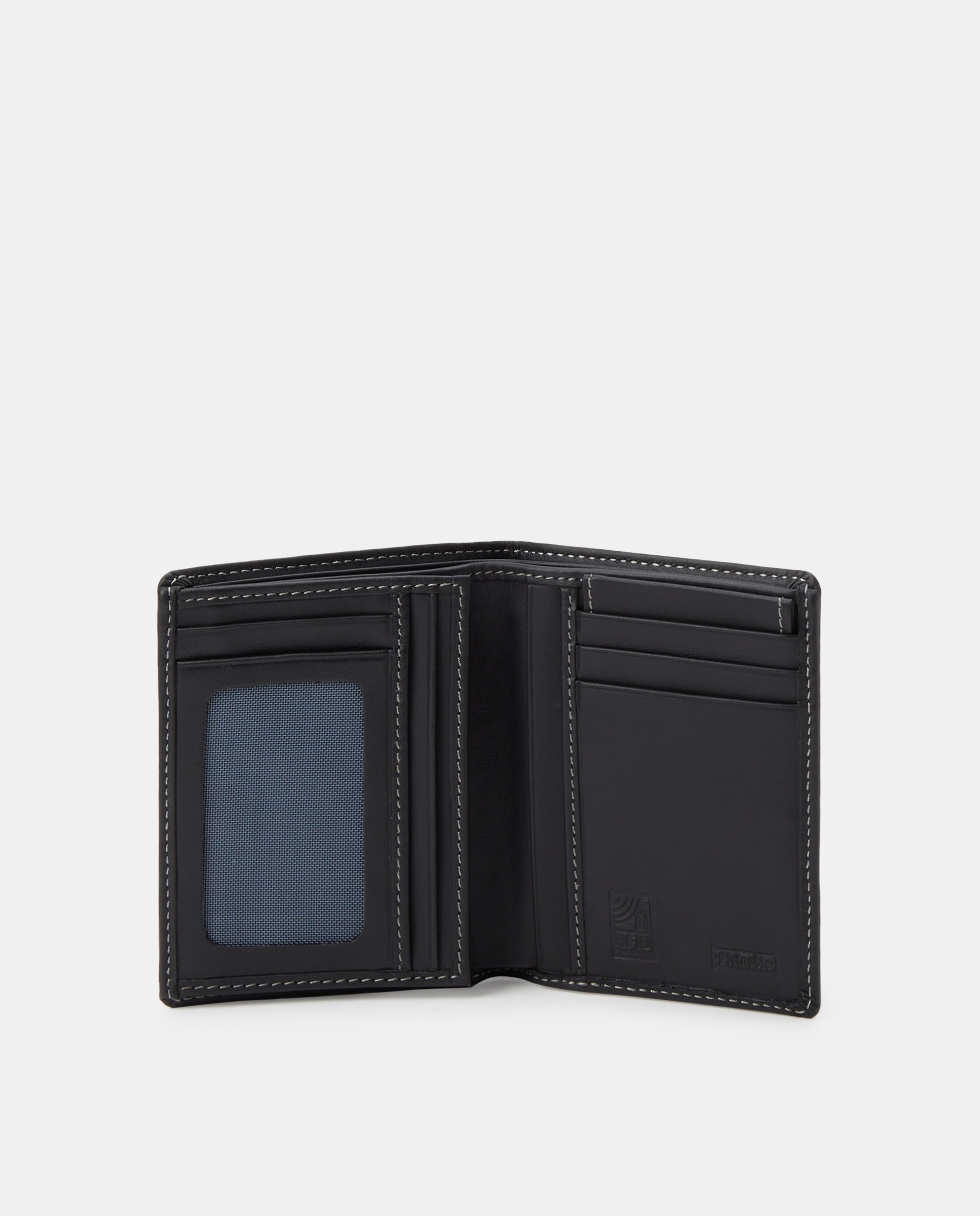 Carteira para Cinco Cartões em Pele - Preto Preto-3