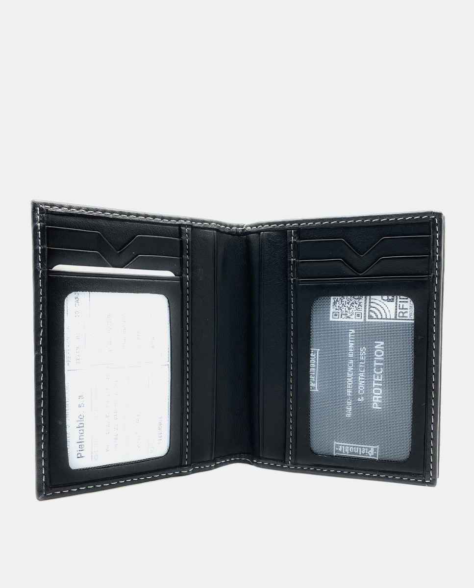 Carteira para Dez Cartões em Pele - Preto Preto-2