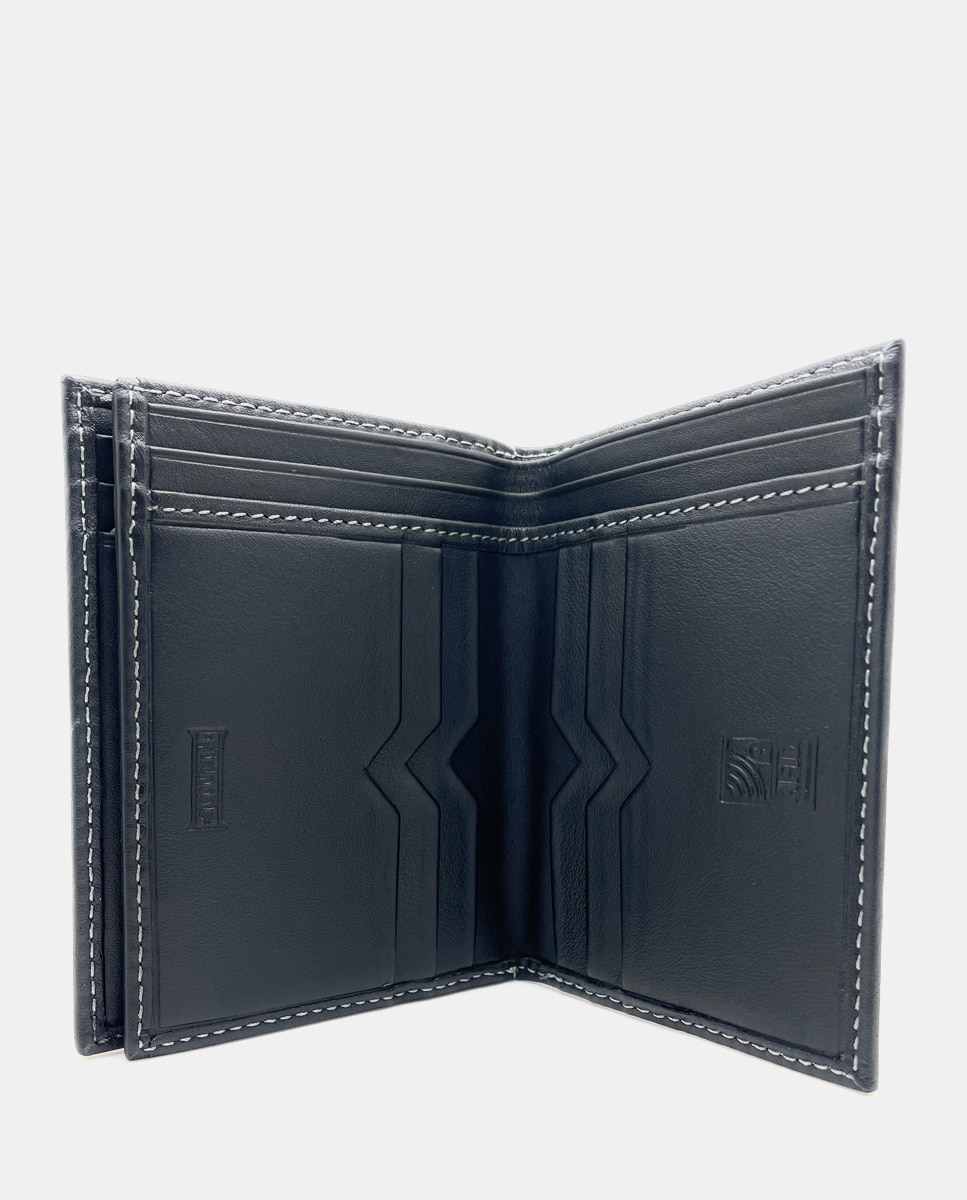Carteira para Dez Cartões em Pele - Preto Preto-3
