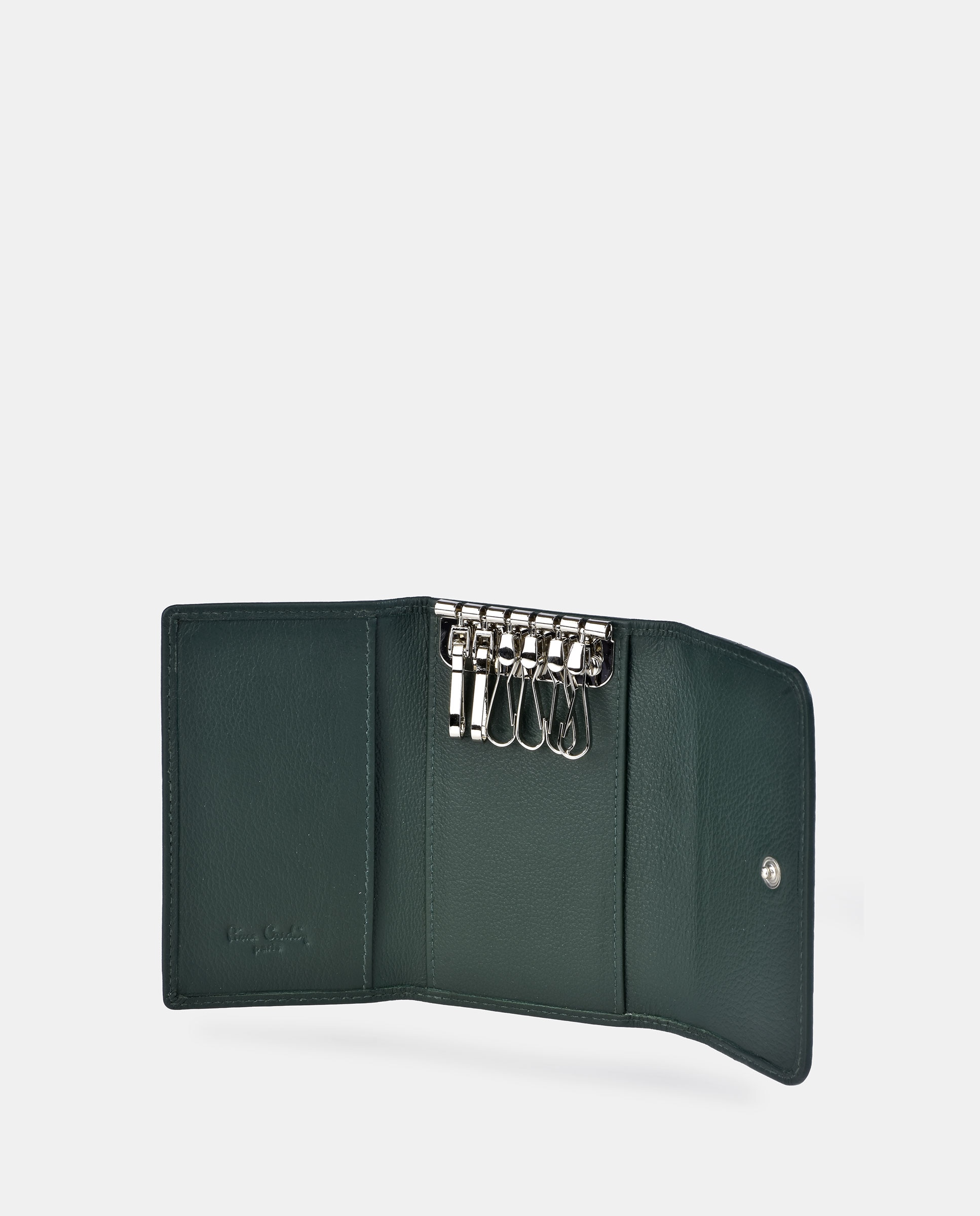 Llavero hombre Pierre Cardin en piel con mosquetón metálico - Verde Verde-3