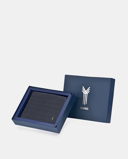 Imagem 0 de Estojo Individual com Carteira Tipo Americano em Pele com Efeito de Padrão Espinha de Peixe