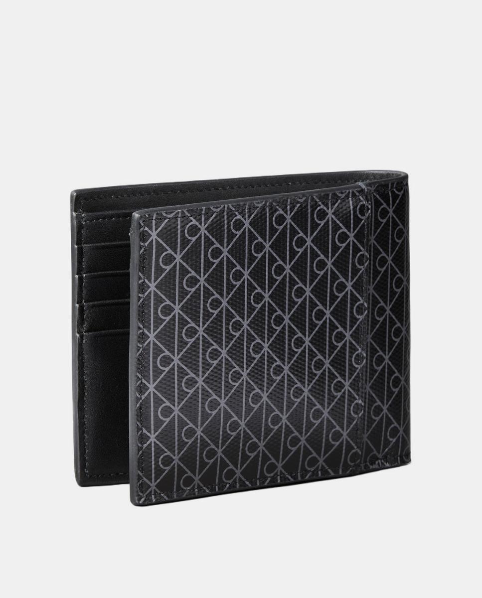Carteira com Estampado de Monograma Preto-2