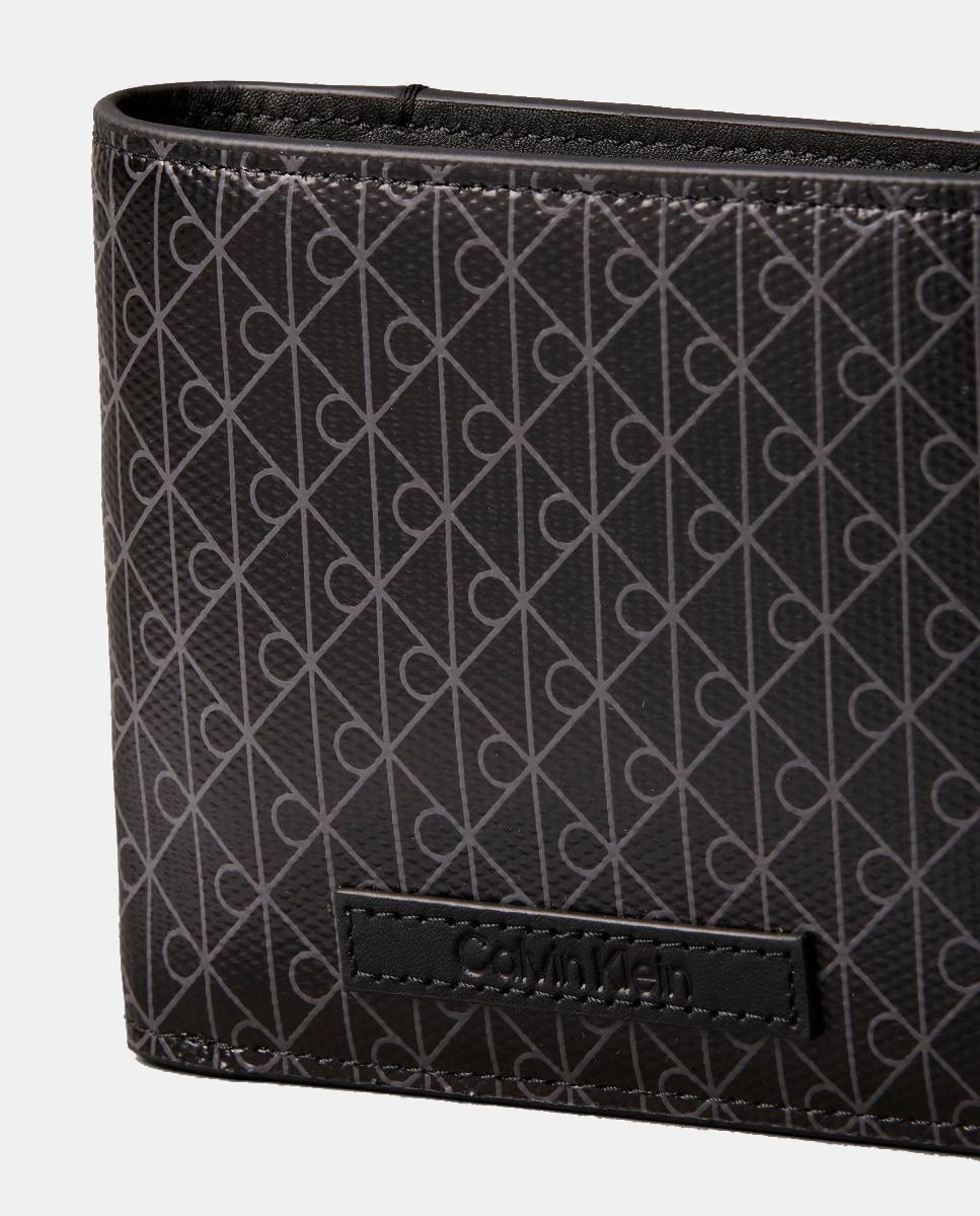 Carteira com Estampado de Monograma Preto-4