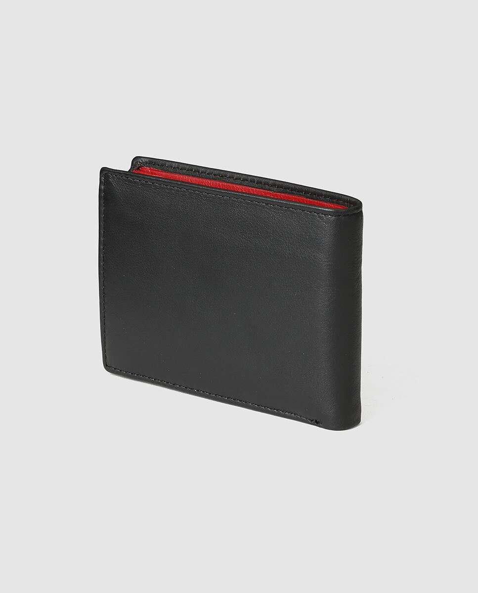 Carteira porta-moedas de homem tipo americano em pele bicolor preta e azul Preto-2