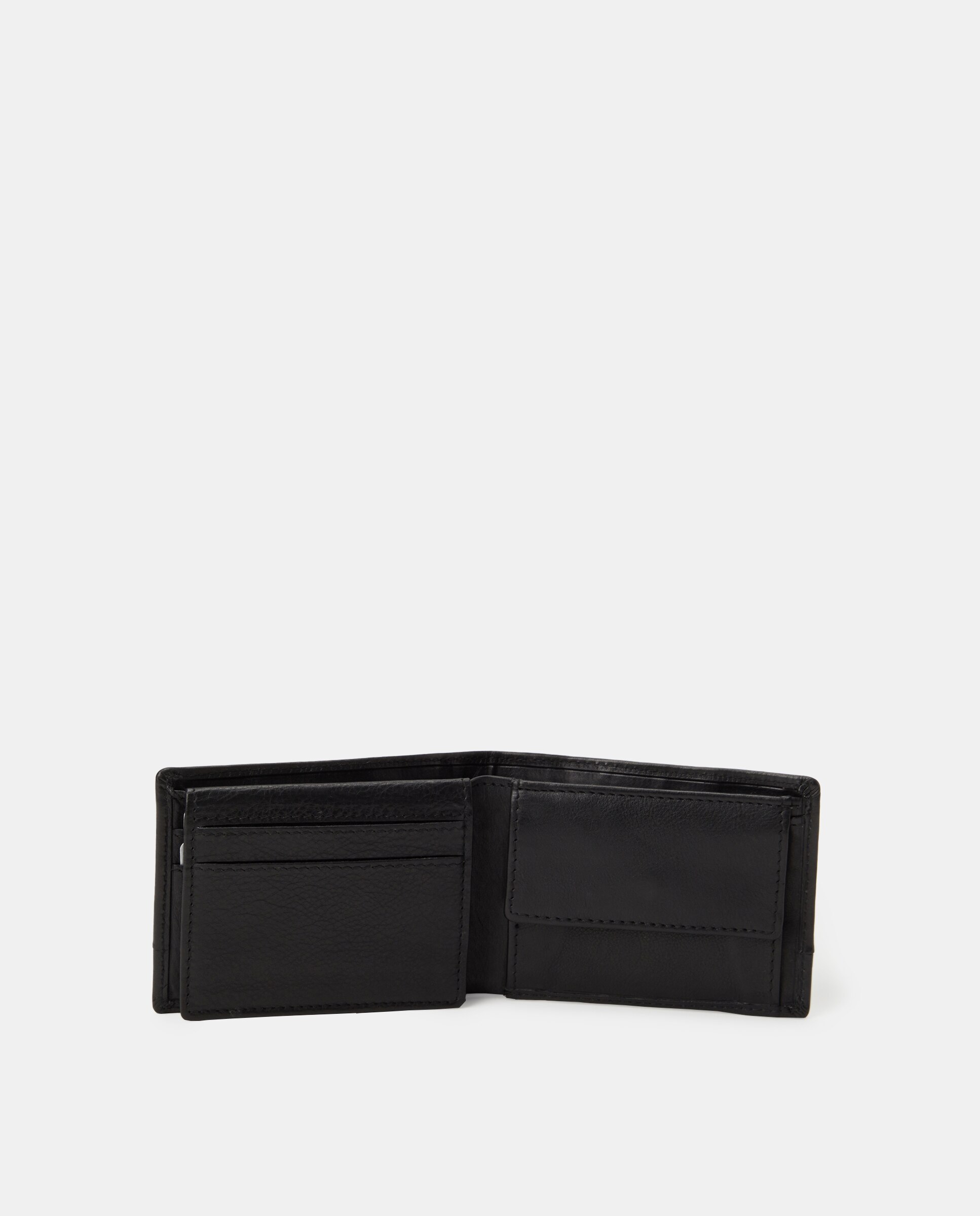 Carteira Horizontal com Porta-Moedas e em Pele - Preto Preto-3