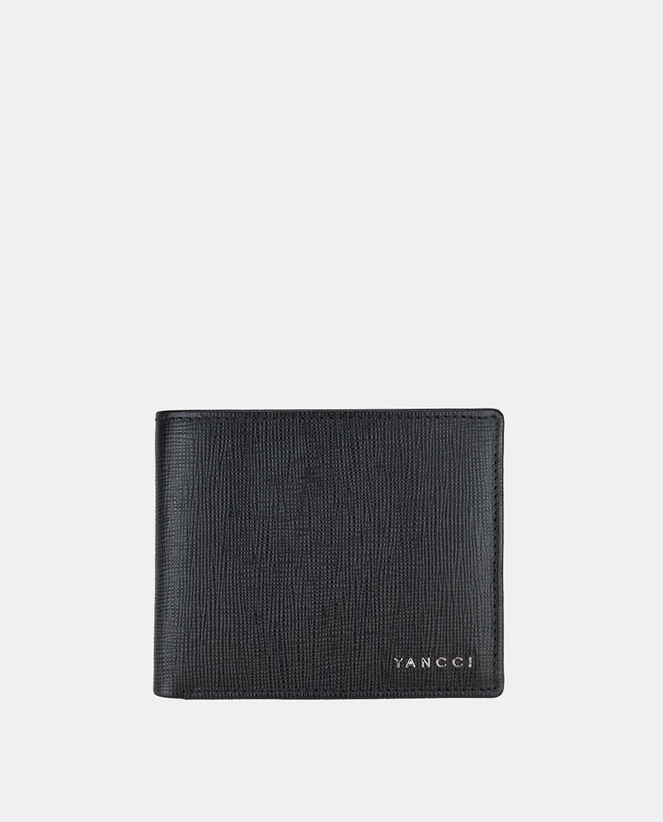 Billetero americano de hombre de YANCCI con logo de metal - Negro Negro-1