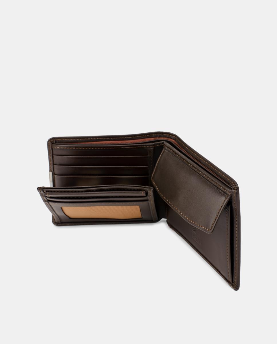 Cartera billetero horizontal con monedero - Pielnoble - Negro Marrón-3