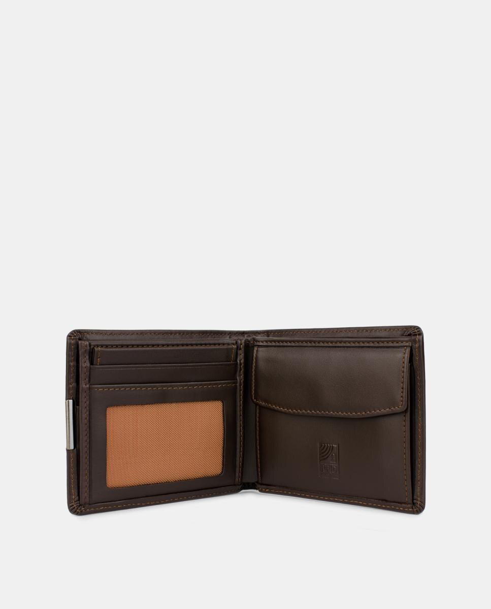 Cartera billetero horizontal con monedero - Pielnoble - Negro Marrón-4