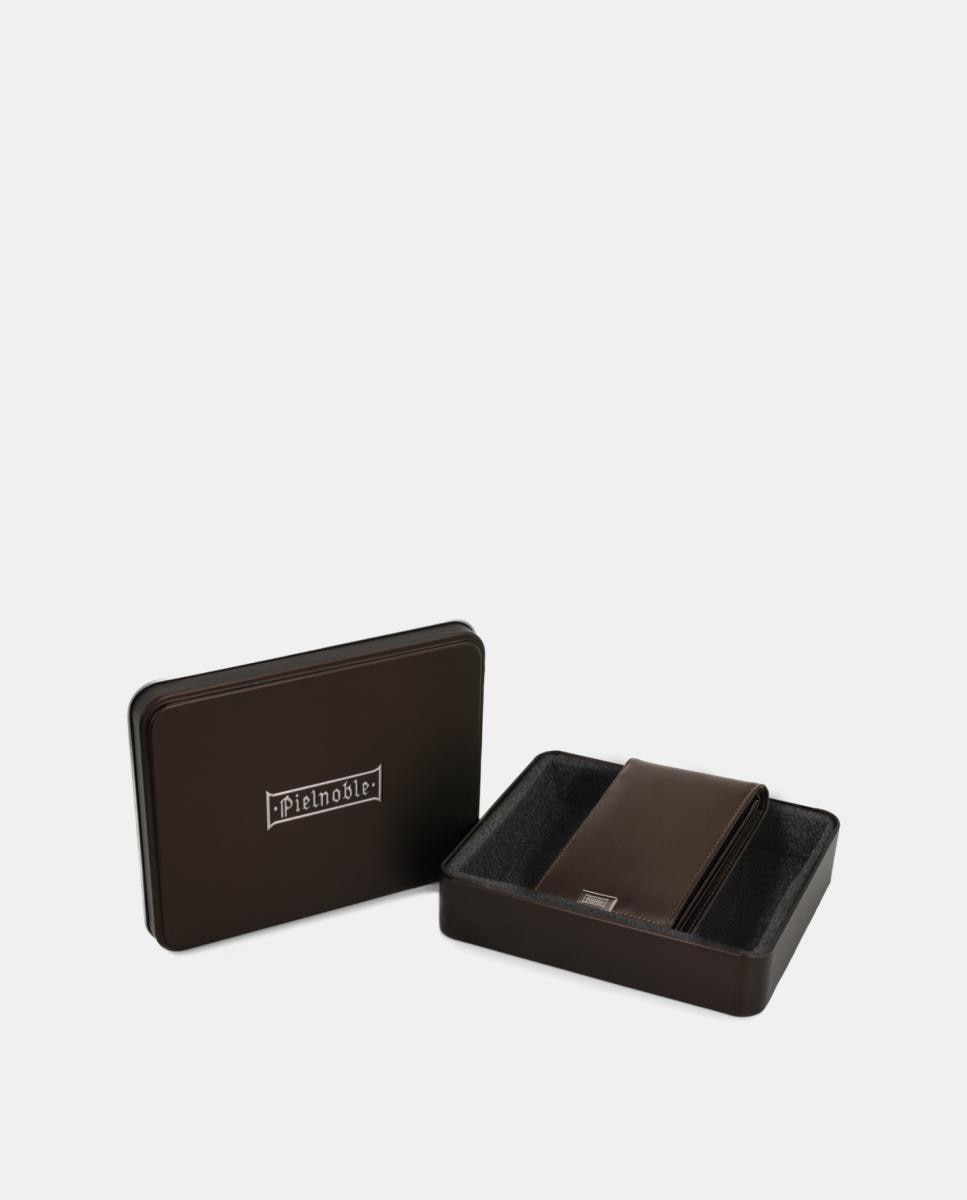 Cartera billetero horizontal con monedero - Pielnoble - Negro Marrón-6