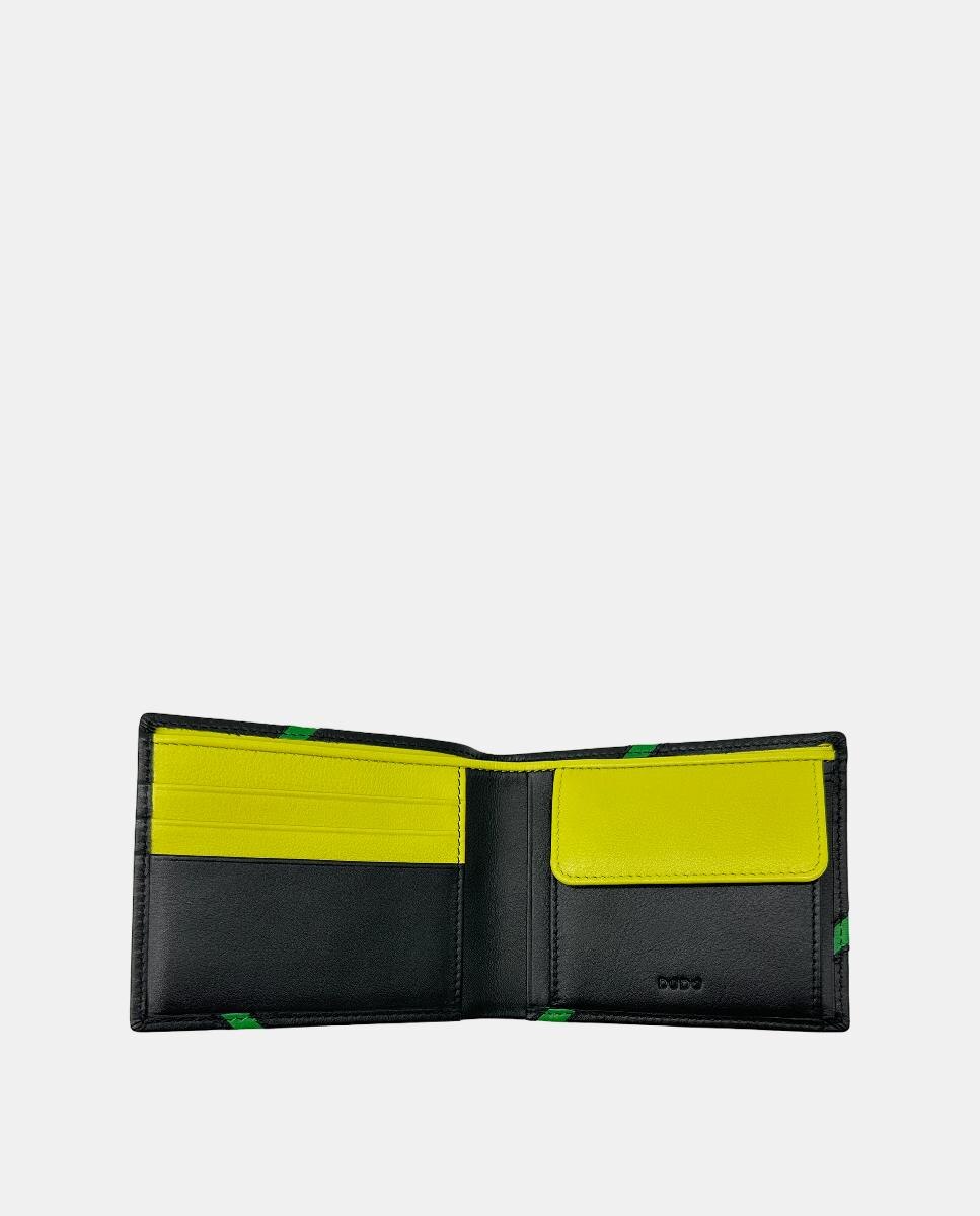 Carteira Pequena em Pele de Bezerro e Napa com Porta-Moedas Preto-2