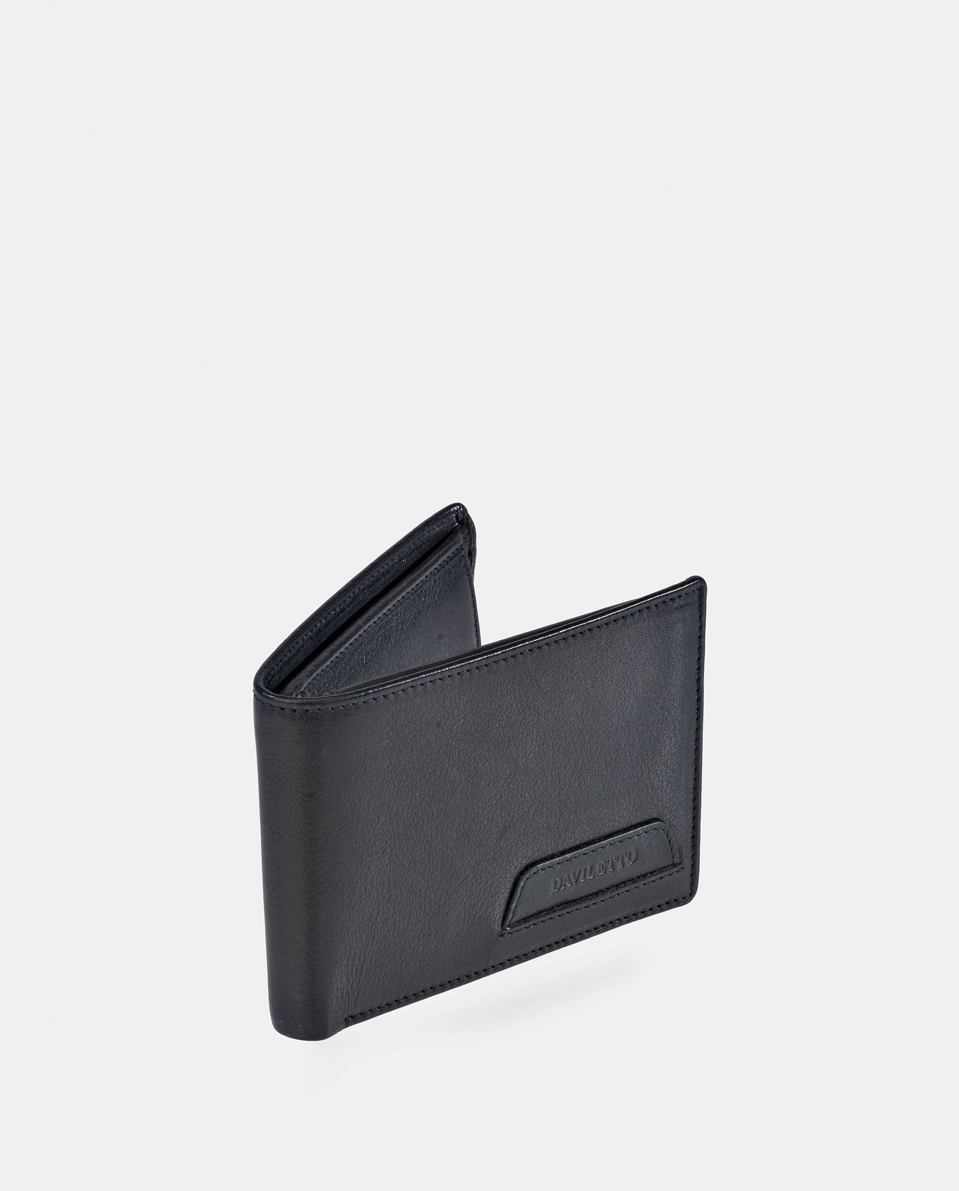 Imagen 2 de Americano compacto Daviletto con monedero interior en piel color negro para hombre - Negro Negro