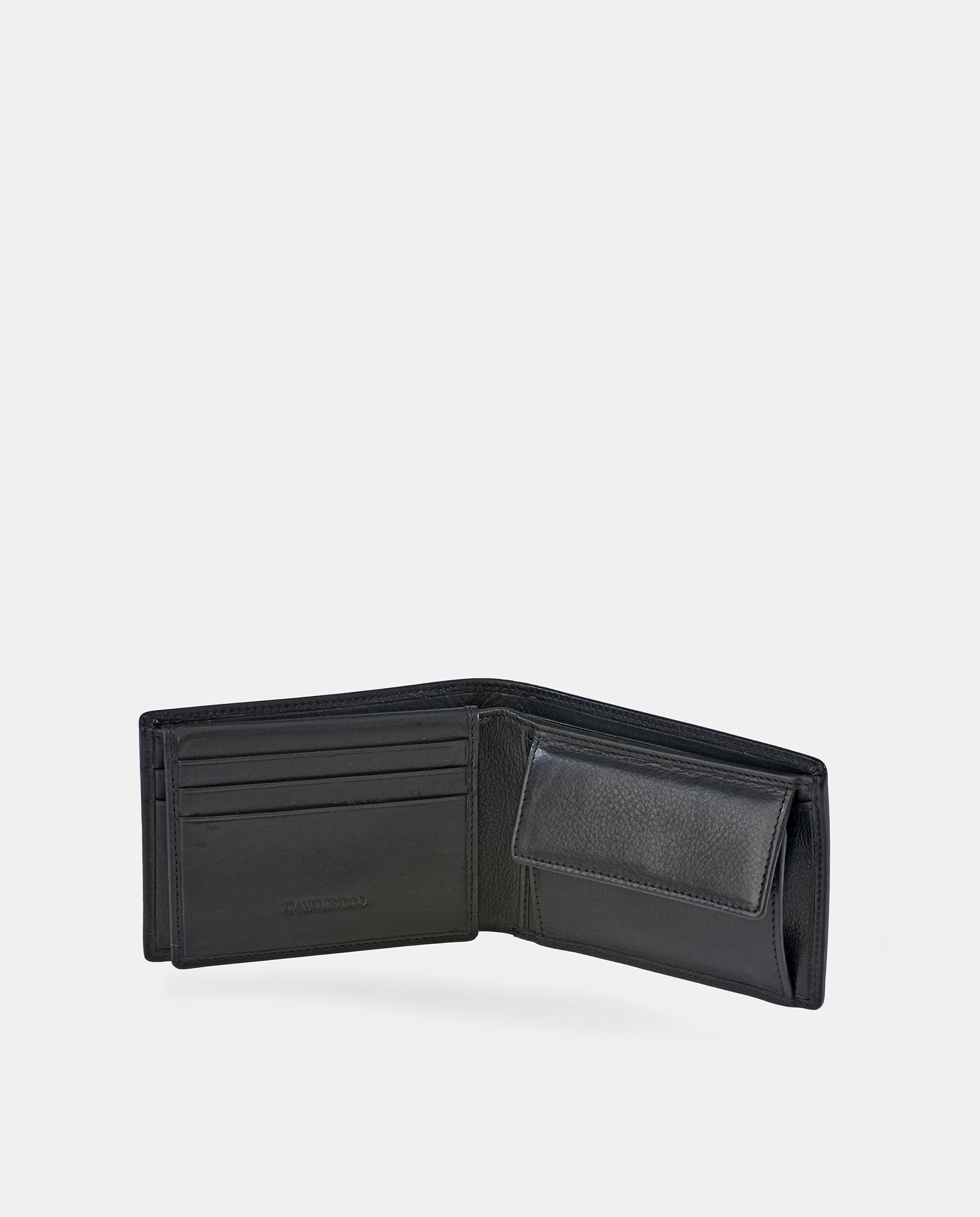 Imagen 3 de Americano compacto Daviletto con monedero interior en piel color negro para hombre - Negro Negro