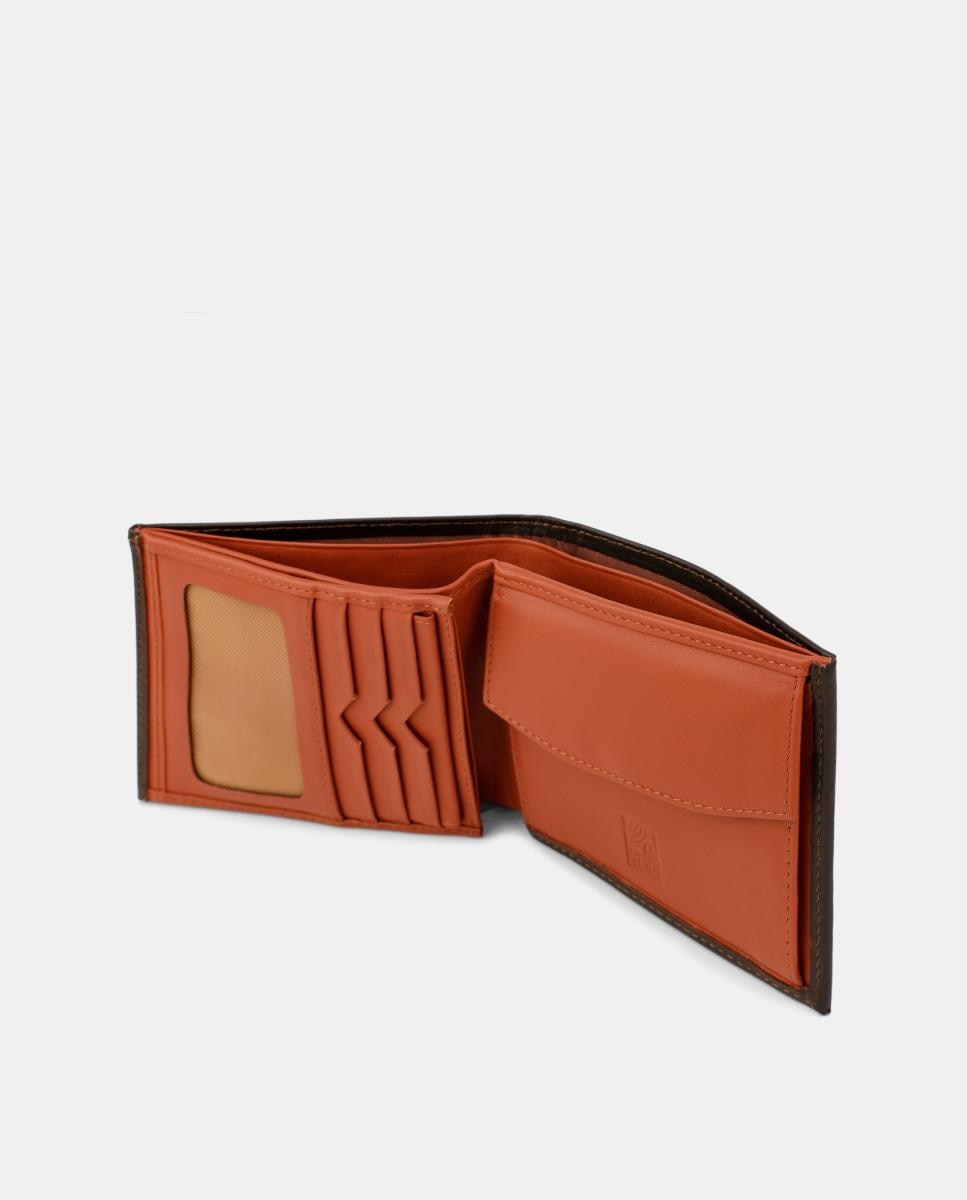Carteira Horizontal com Porta-Moedas Interior Castanho-5