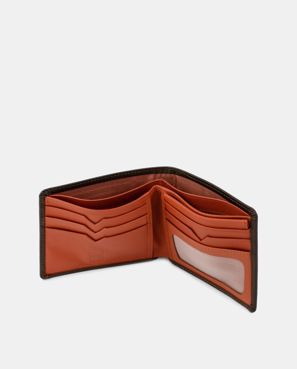 Carteira Americana com Porta-Moedas Exterior Castanho-5
