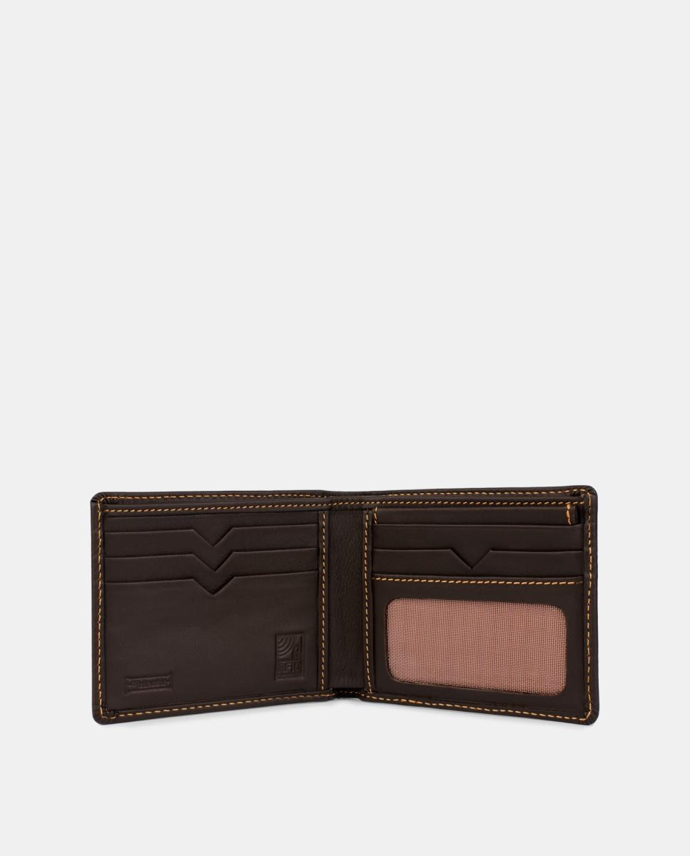 Carteira Americana com Porta-Moedas Exterior Castanho-4