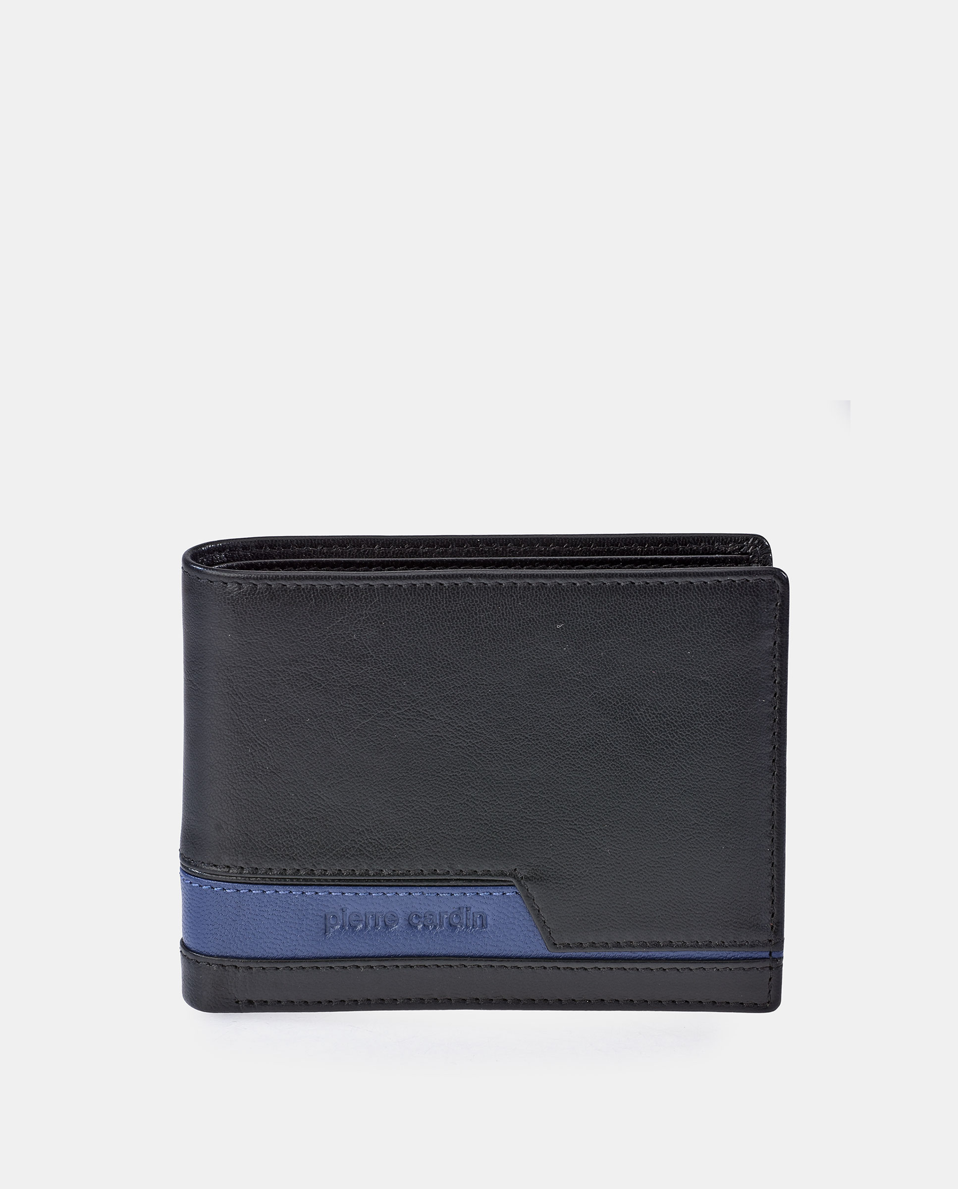 Imagem 0 de Carteira Tipo Americano em Pele com Porta-Moedas - Preto/Azul