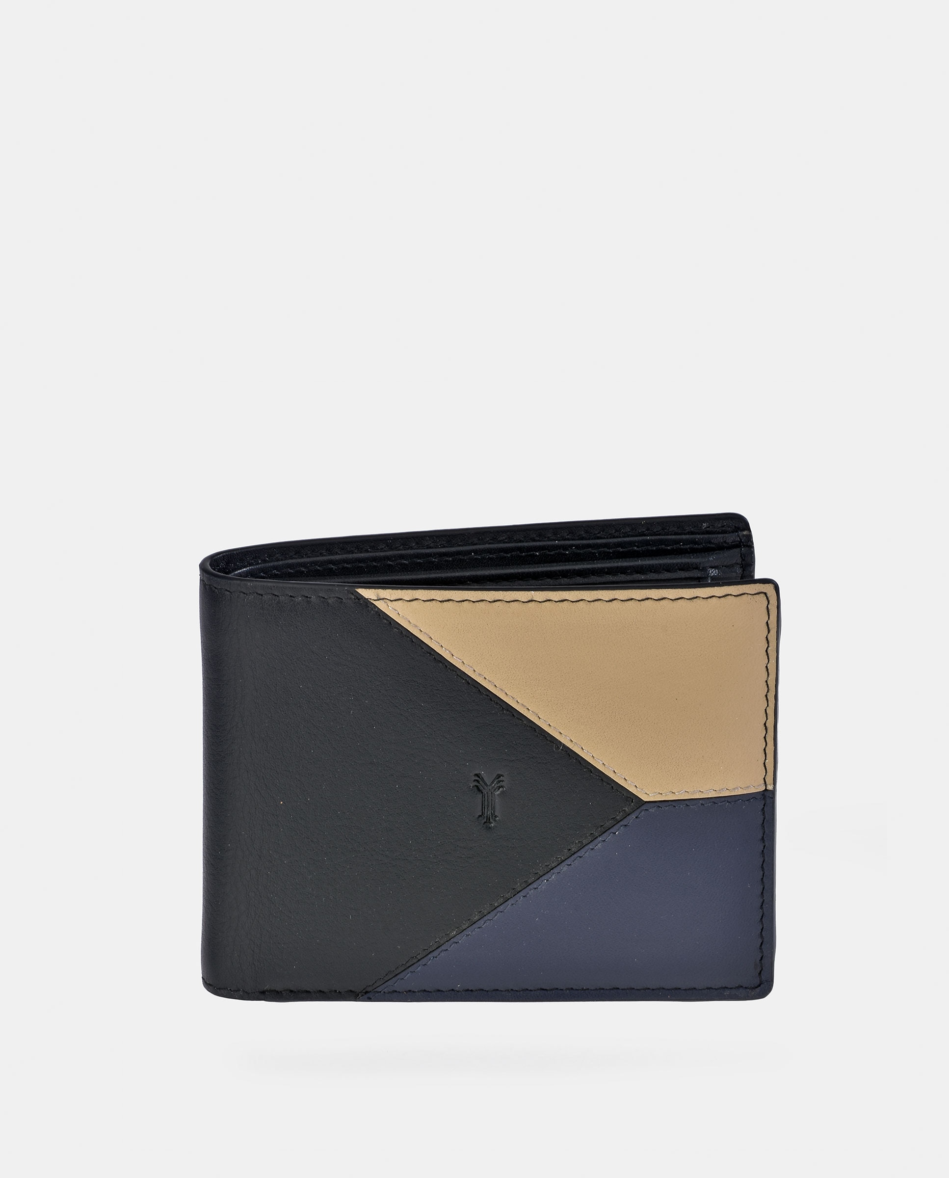 Imagen 0 de Americano hombre con portalón y monedero interior en piel color negro combinado Negro
