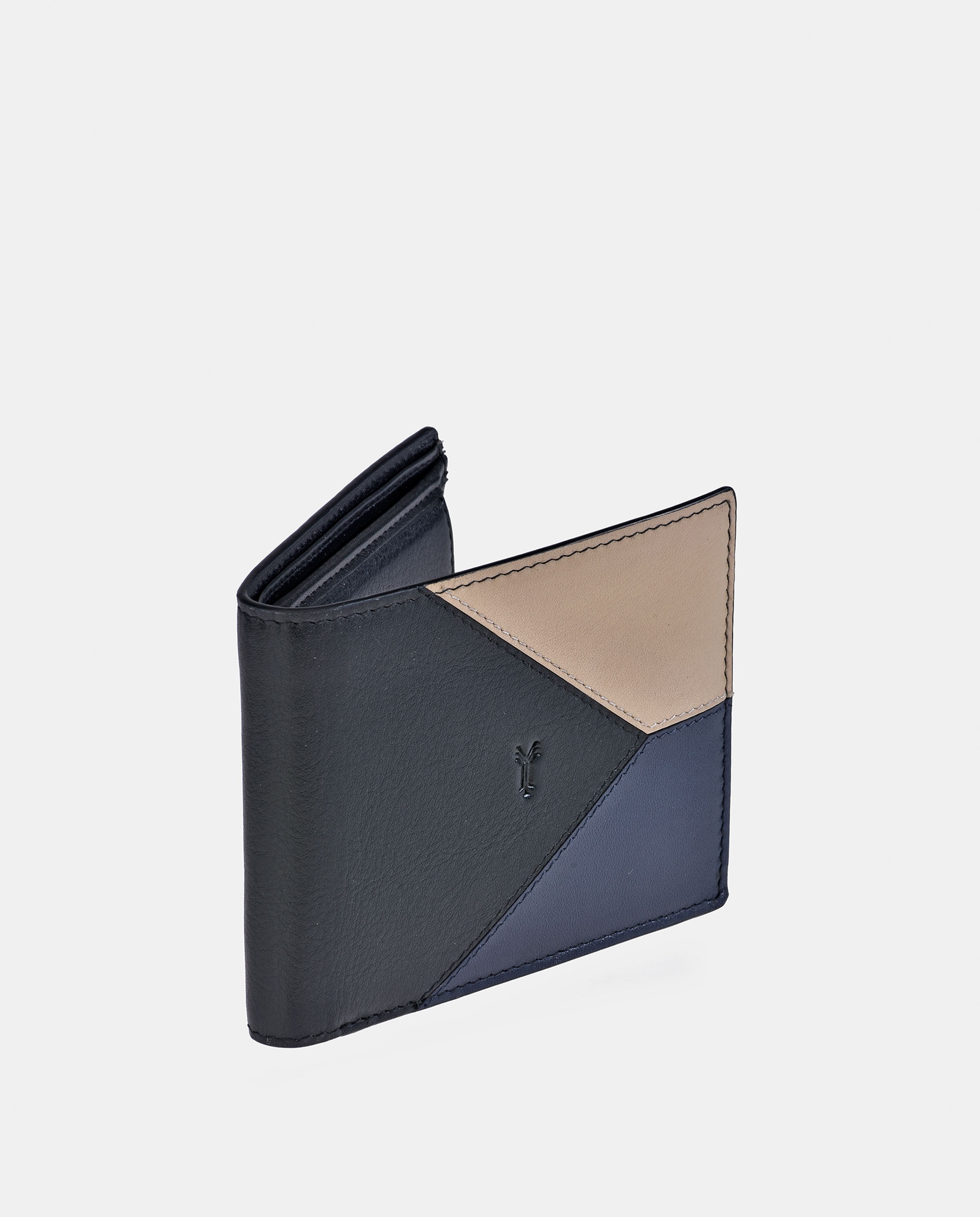 Americano hombre con portalón y monedero interior en piel color combinado - Yanko - Negro Negro-2
