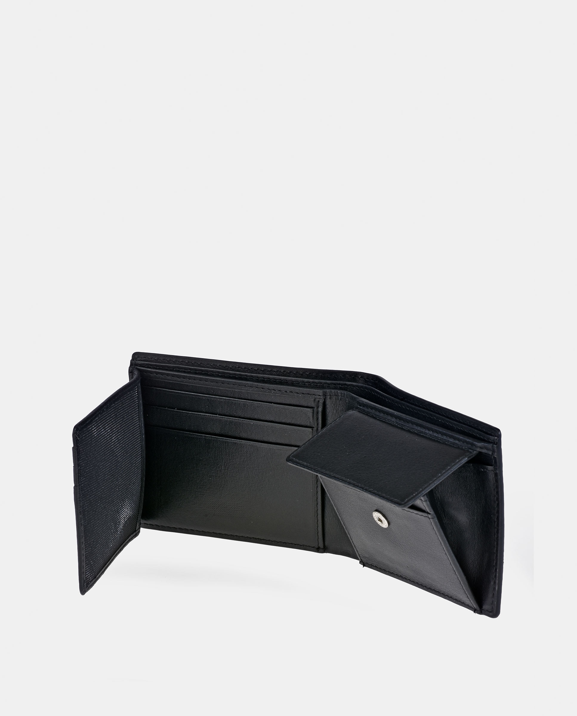 Americano hombre con portalón y monedero interior en piel color combinado - Yanko - Negro Negro-3