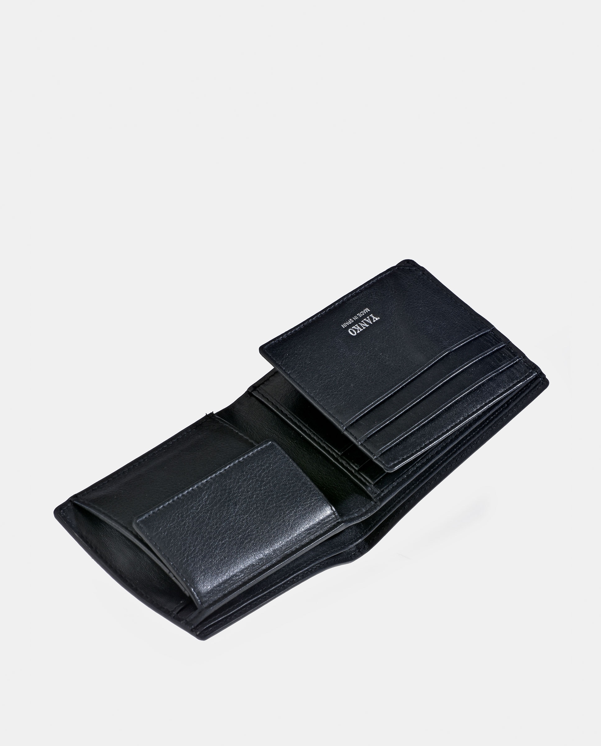 Americano hombre con portalón y monedero interior en piel color combinado - Yanko - Negro Negro-4