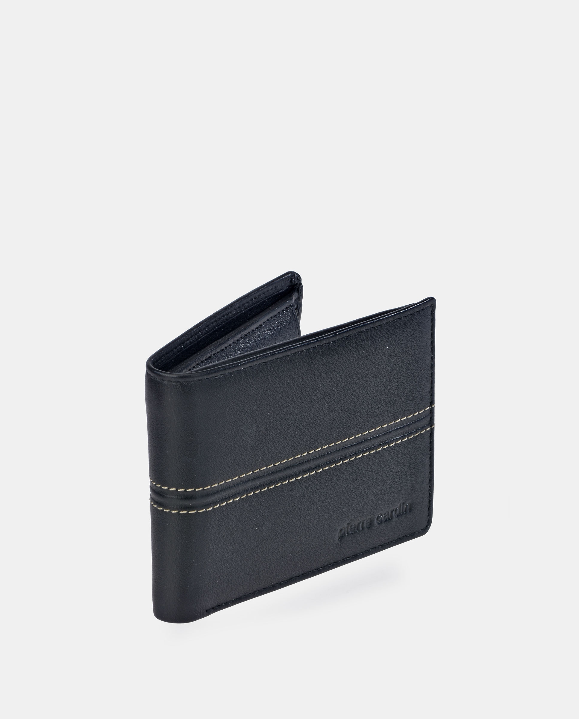 Americano hombre Pierre Cardin en piel con monedero interior - Negro Negro-2