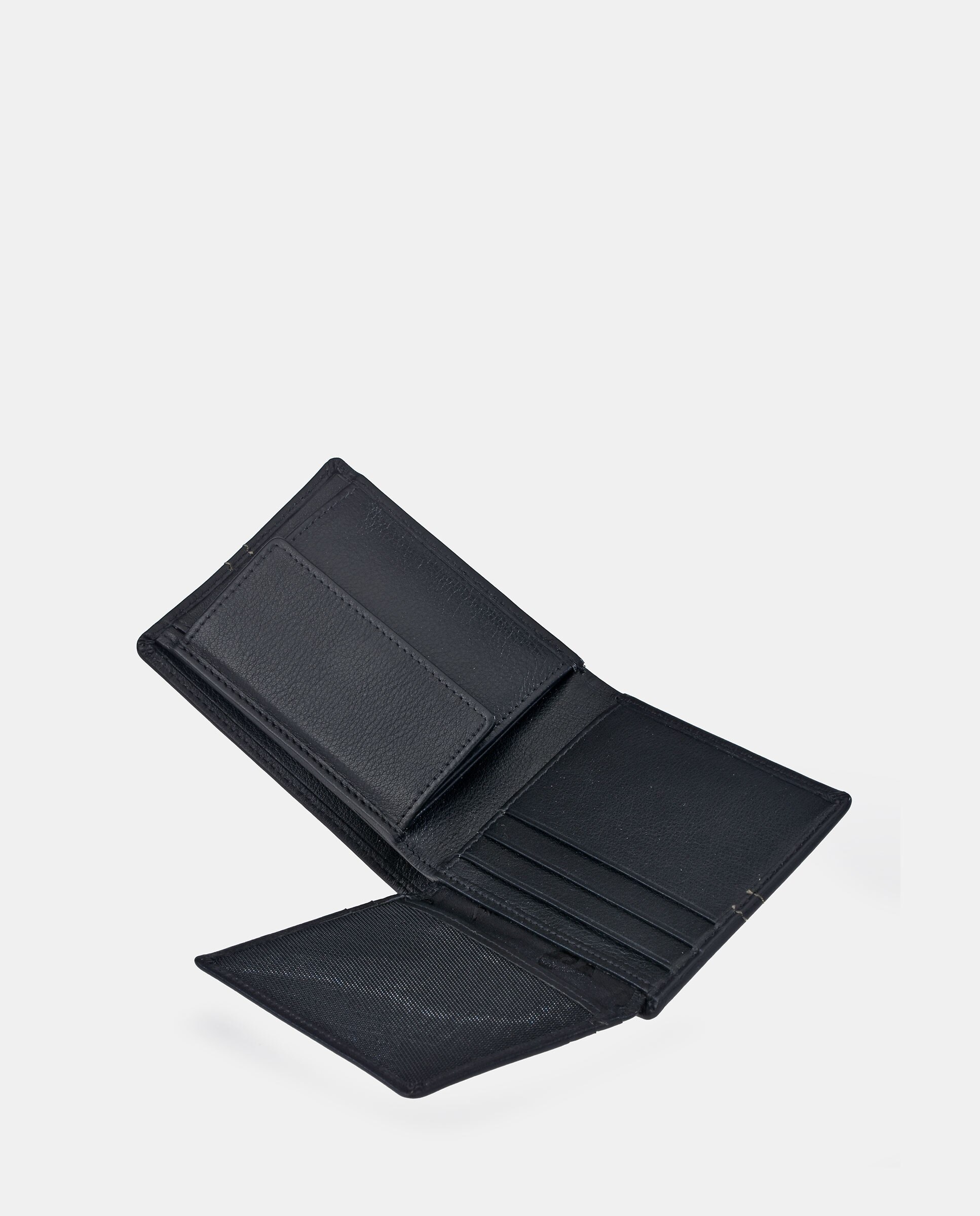 Americano hombre Pierre Cardin en piel con monedero interior - Negro Negro-4