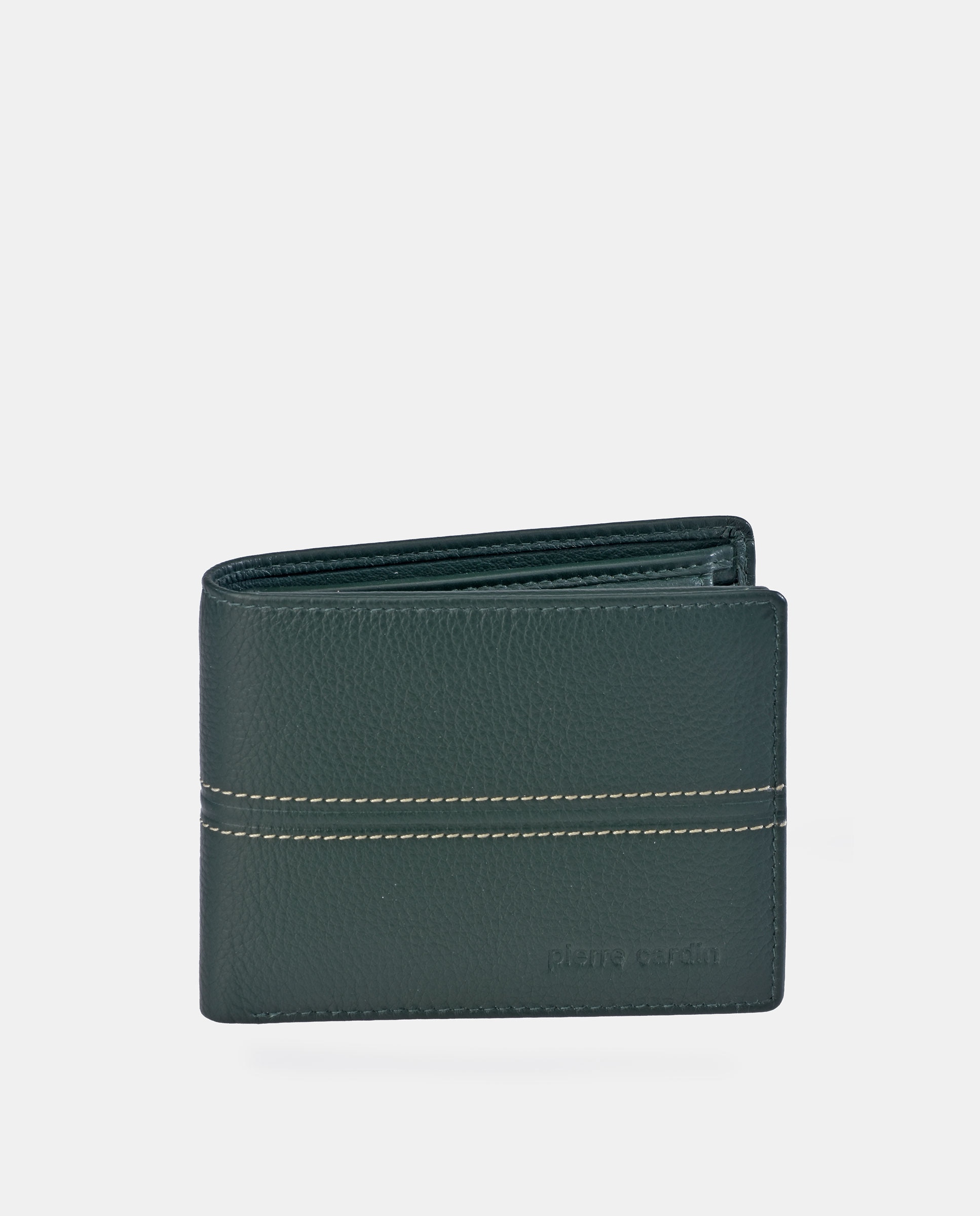 Americano hombre Pierre Cardin en piel con monedero interior - Verde Verde-1