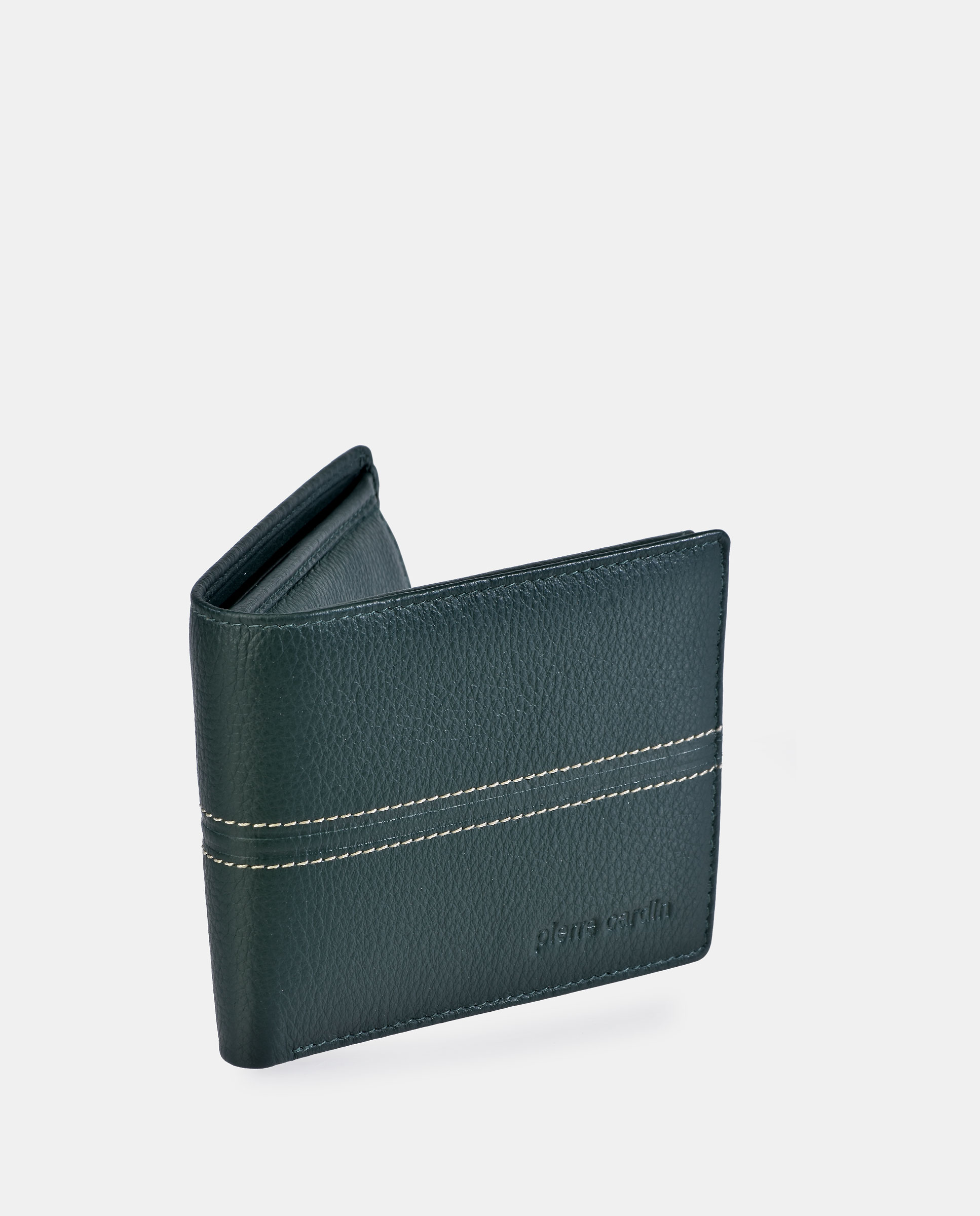 Americano hombre Pierre Cardin en piel con monedero interior - Verde Verde-2