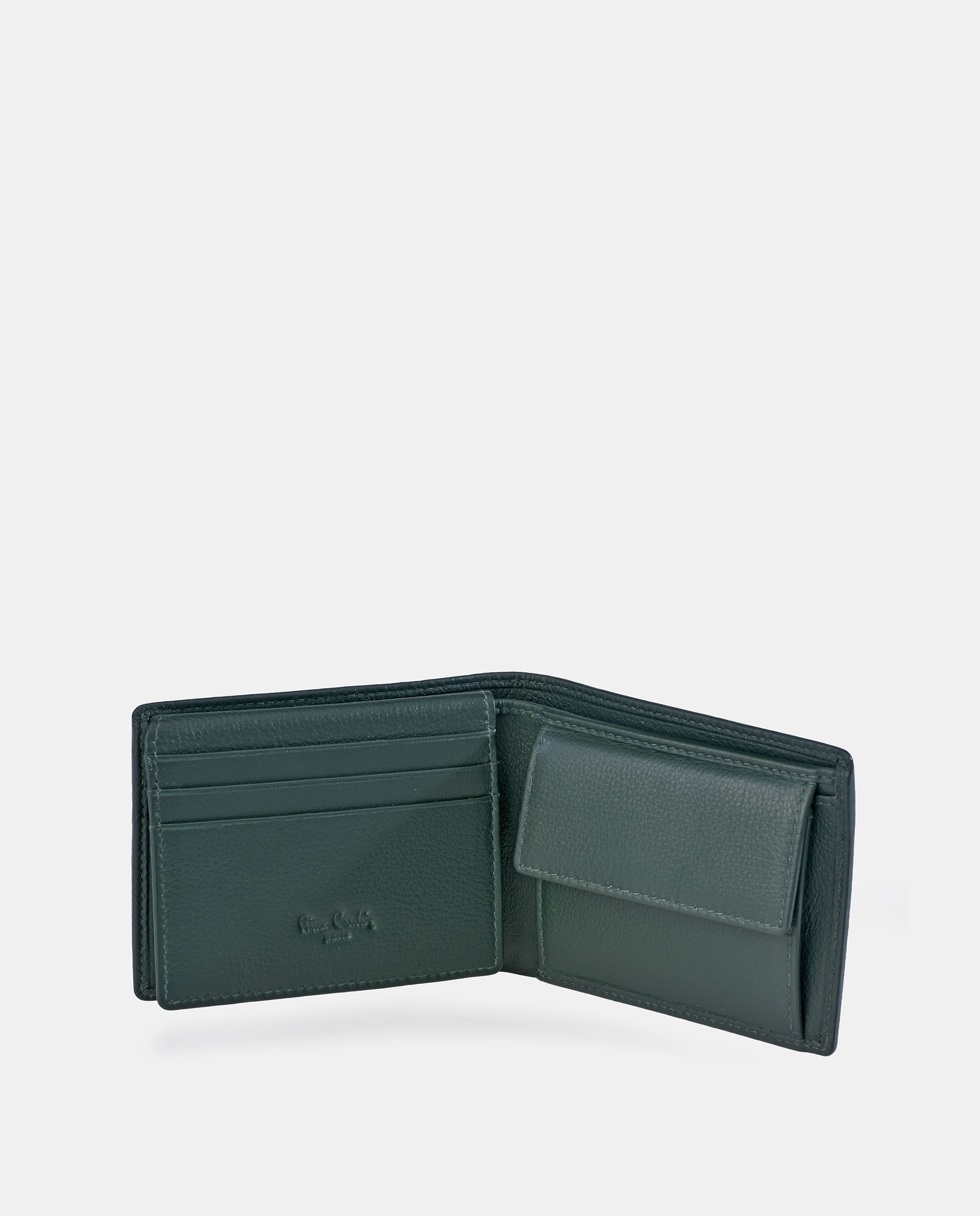 Americano hombre Pierre Cardin en piel con monedero interior - Verde Verde-3