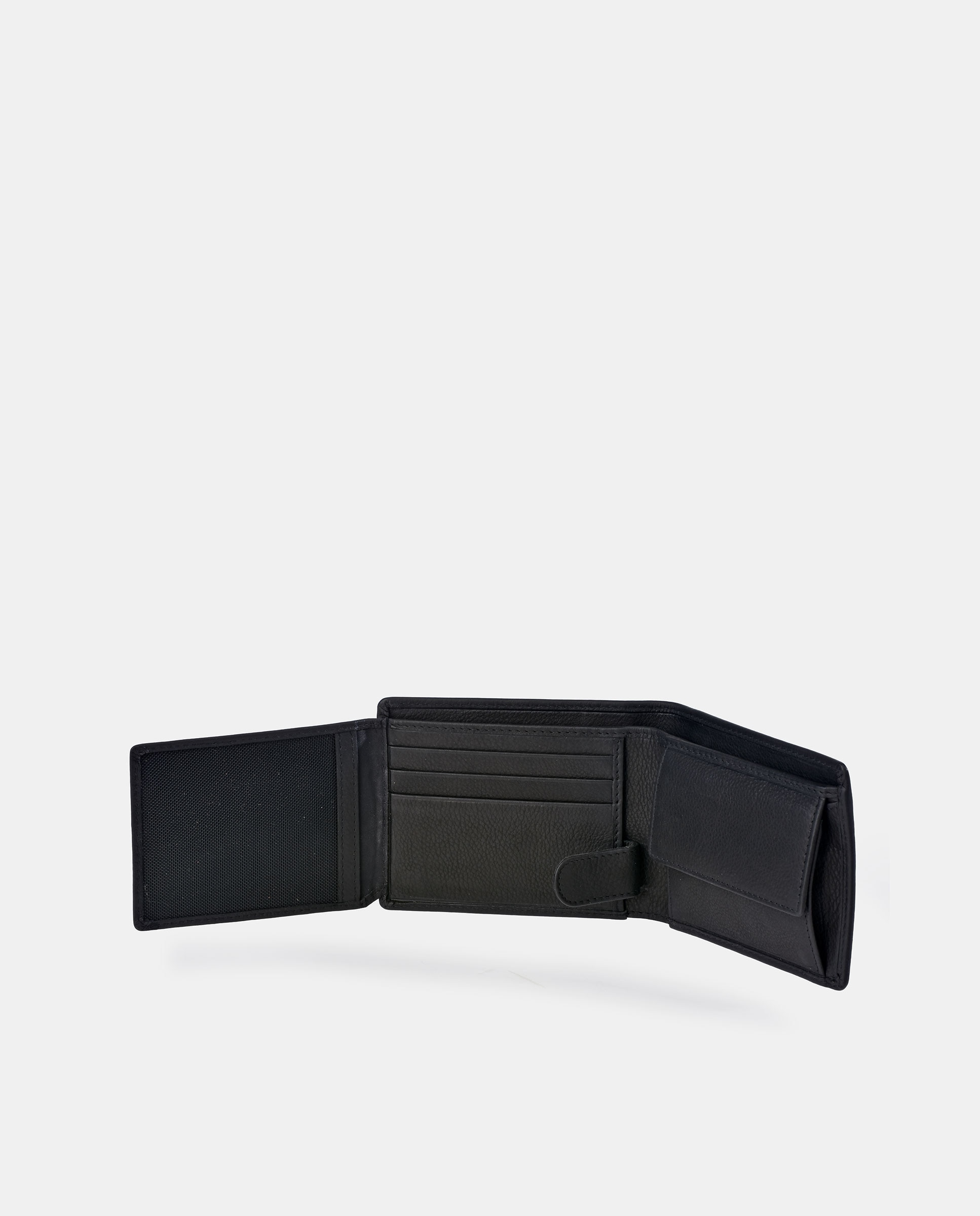 Carteira tipo Americano em Pele com Porta-Moedas Interior Preto-3