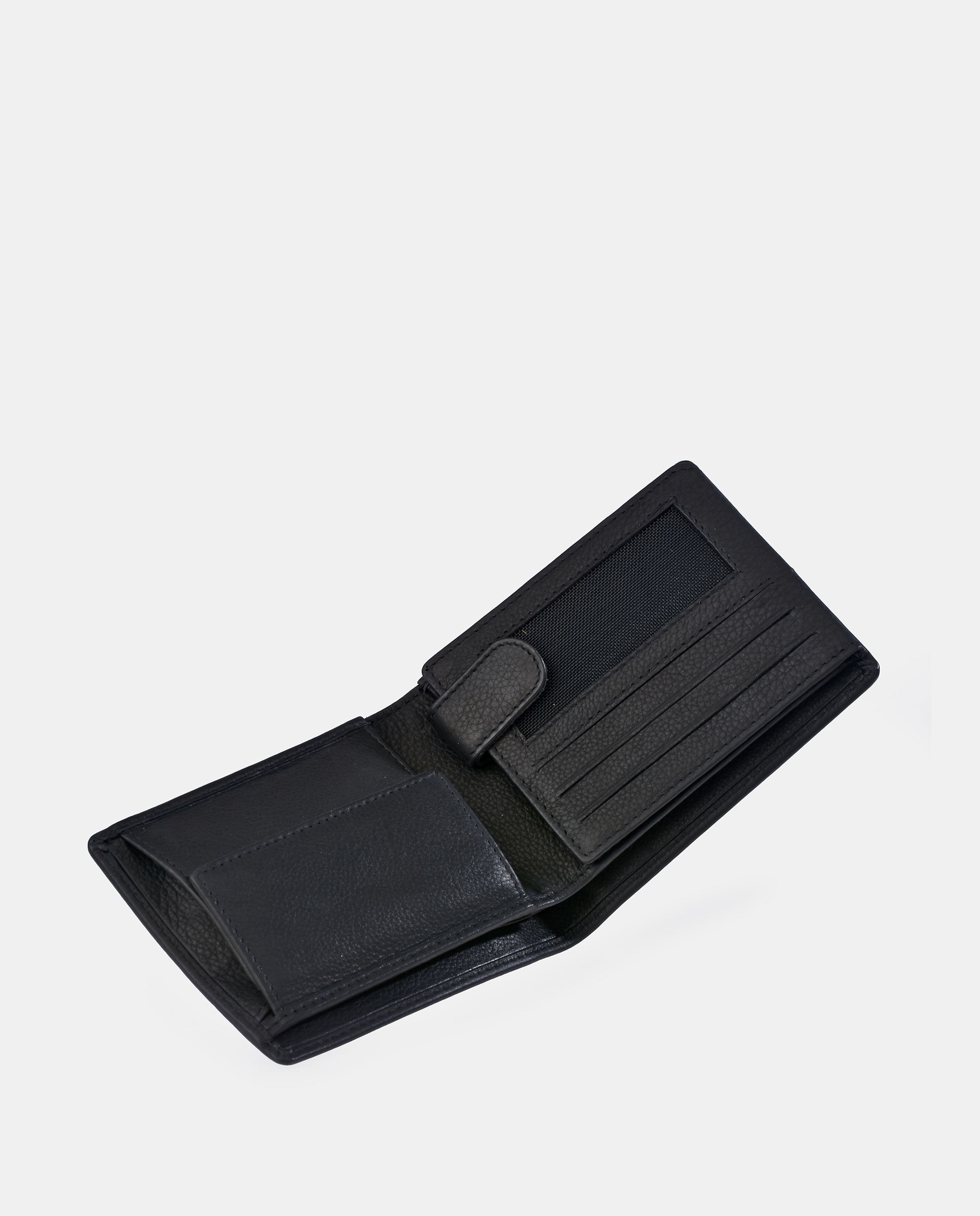 Carteira tipo Americano em Pele com Porta-Moedas Interior Preto-4
