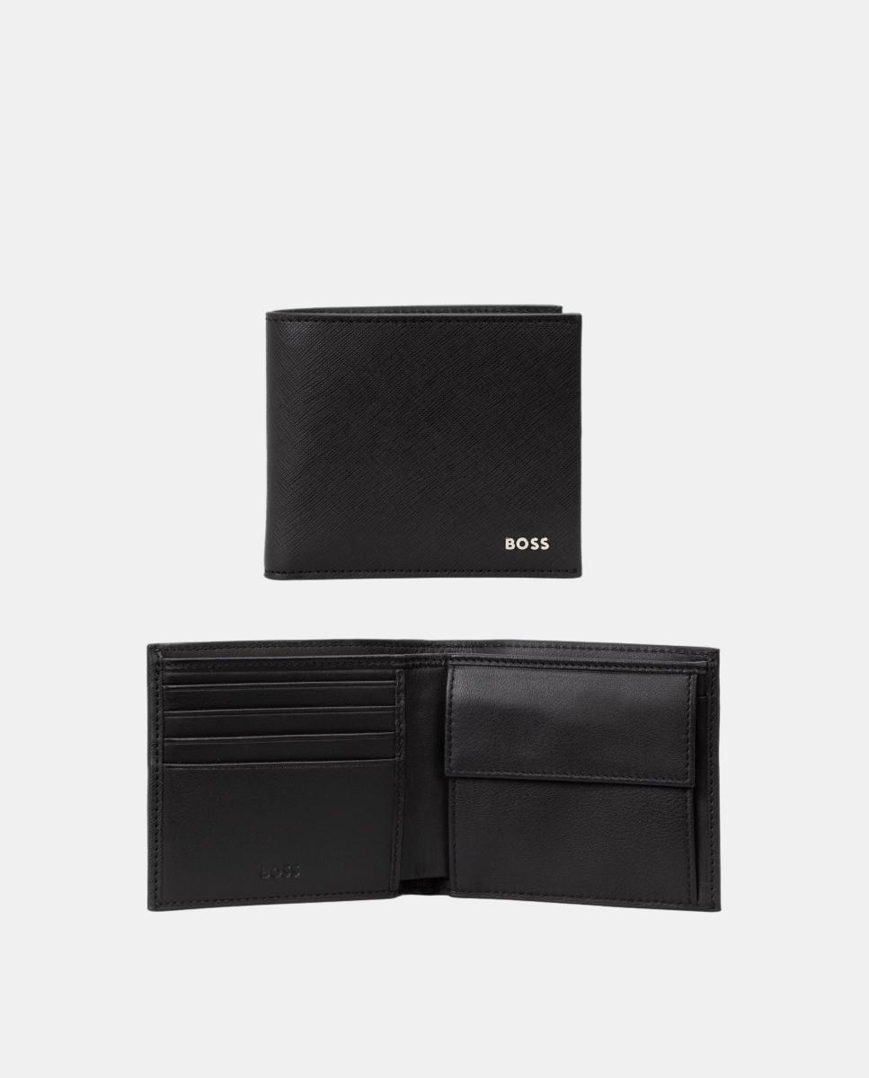 Carteira em Pele Saffiano com Porta-Moedas Preto-1