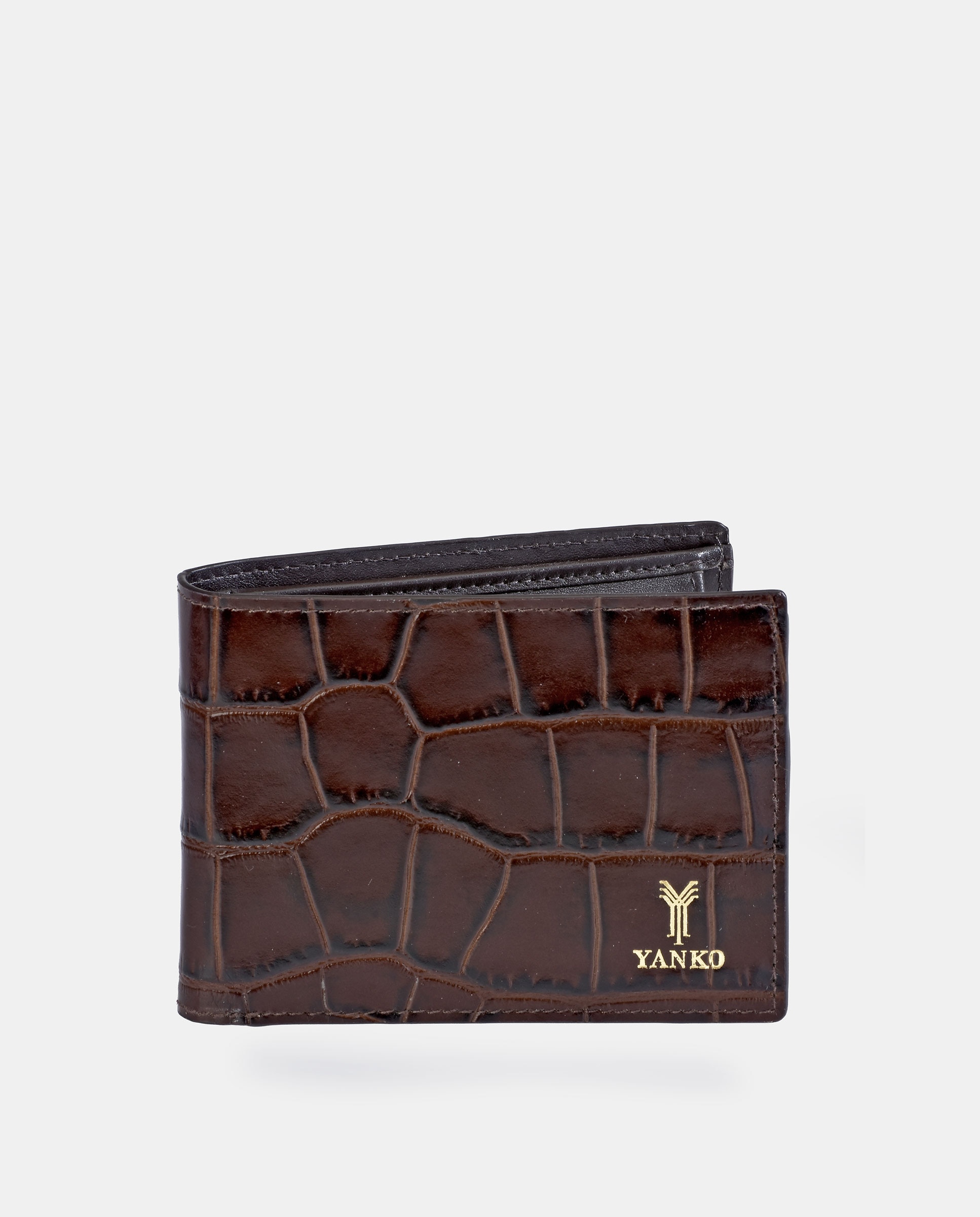 Americano en piel grabada de hombre - Yanko - Marrón Marrón-1