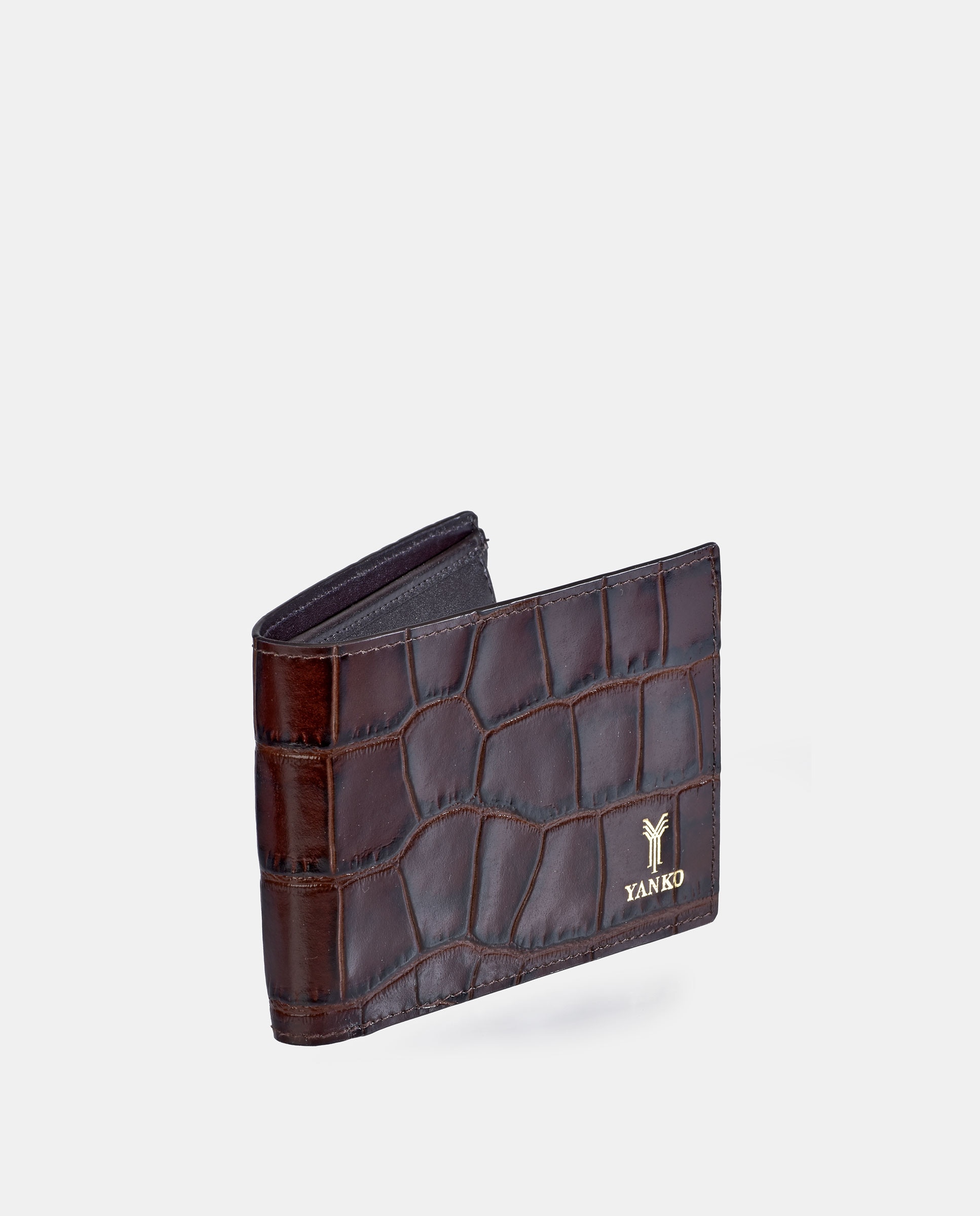 Americano en piel grabada de hombre - Yanko - Marrón Marrón-2