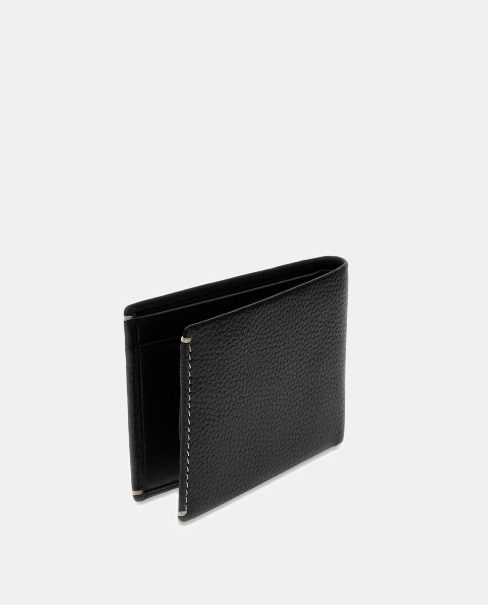 Carteira Bifold de Tamanho Médio com Estrutura Dobrável Preto-3