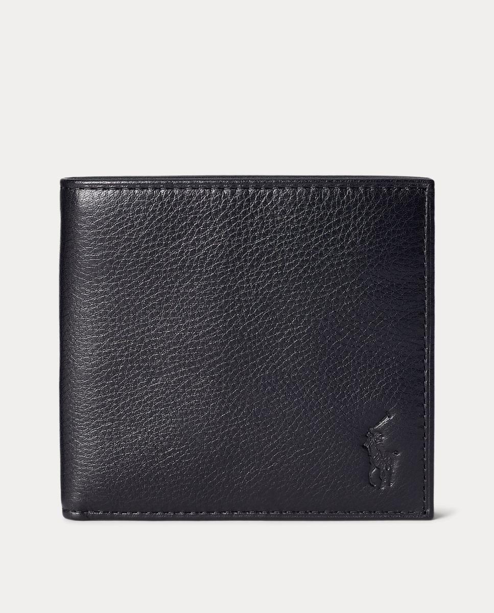 Cartera de hombre de piel granulada lisa - Polo Ralph Lauren - Negro Negro-1