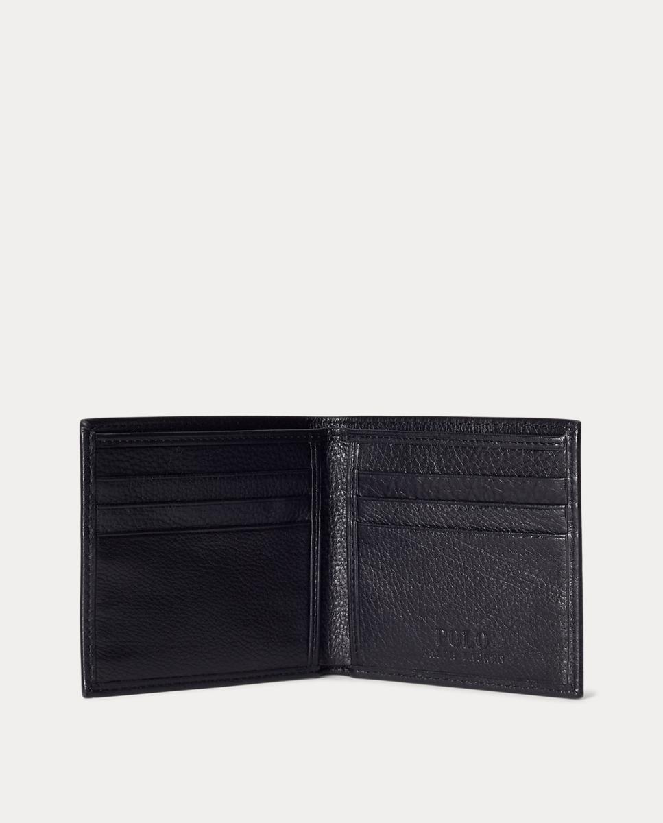 Cartera de hombre de piel granulada lisa - Polo Ralph Lauren - Negro Negro-3