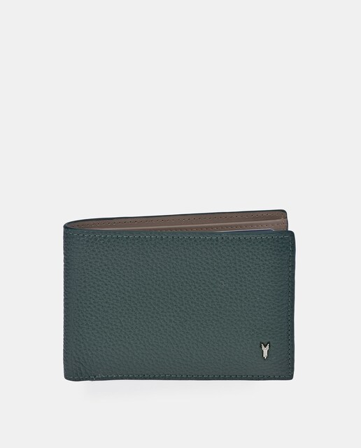 Imagem 0 de Carteira Tipo Americano em Pele com Porta-Cartões - Preto/Azul