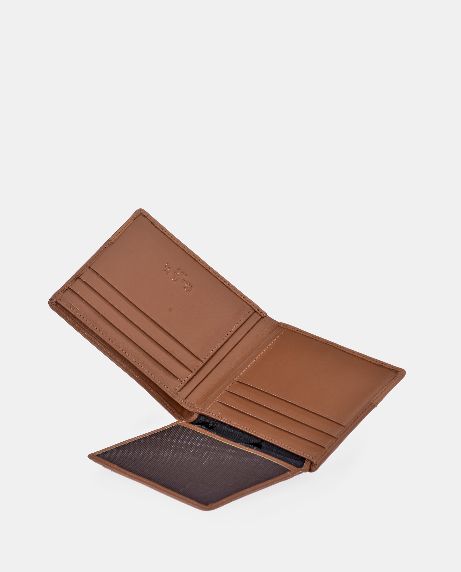 Carteira Tipo Americano em Pele Combinada com Aba Castanho-claro-4