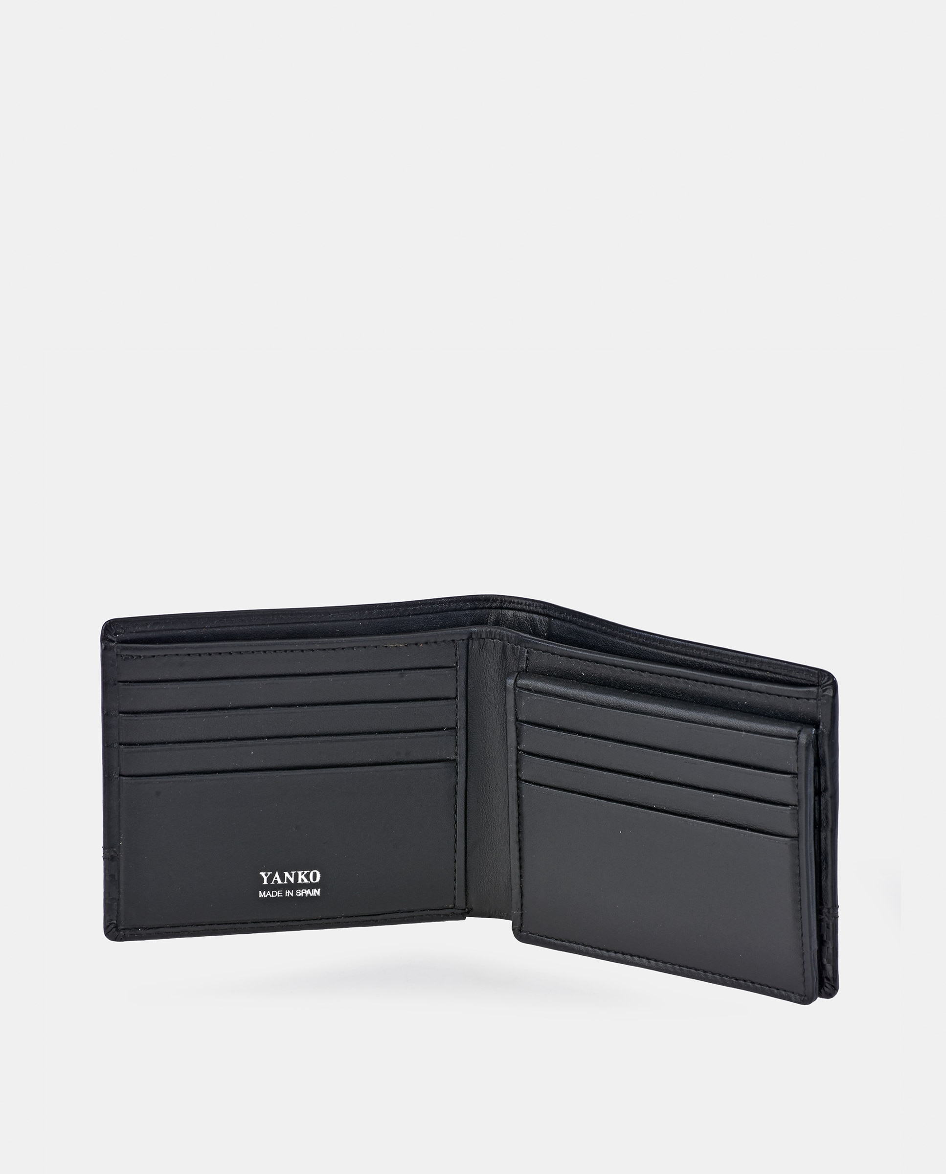 Porta-Cartões Grande em Pele de Bovino com Efeito de Carbono Preto-3