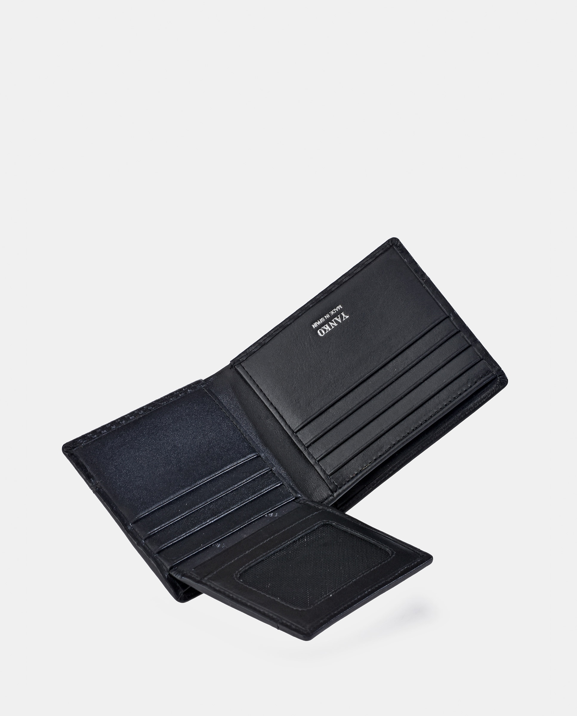 Porta-Cartões Grande em Pele de Bovino com Efeito de Carbono Preto-4