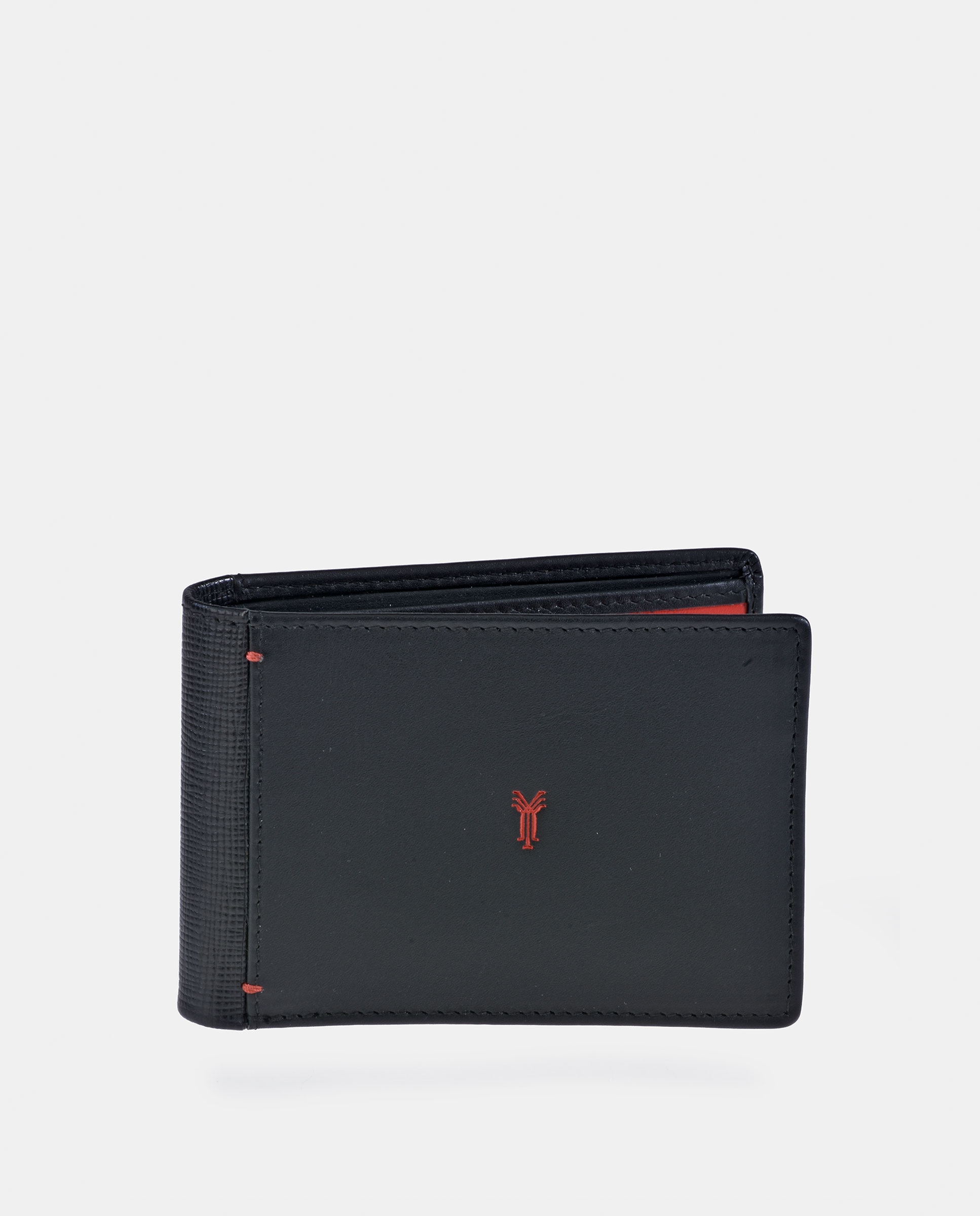 Imagem 0 de Carteira Tipo Americano Compacta em Pele - Preto/Vermelho