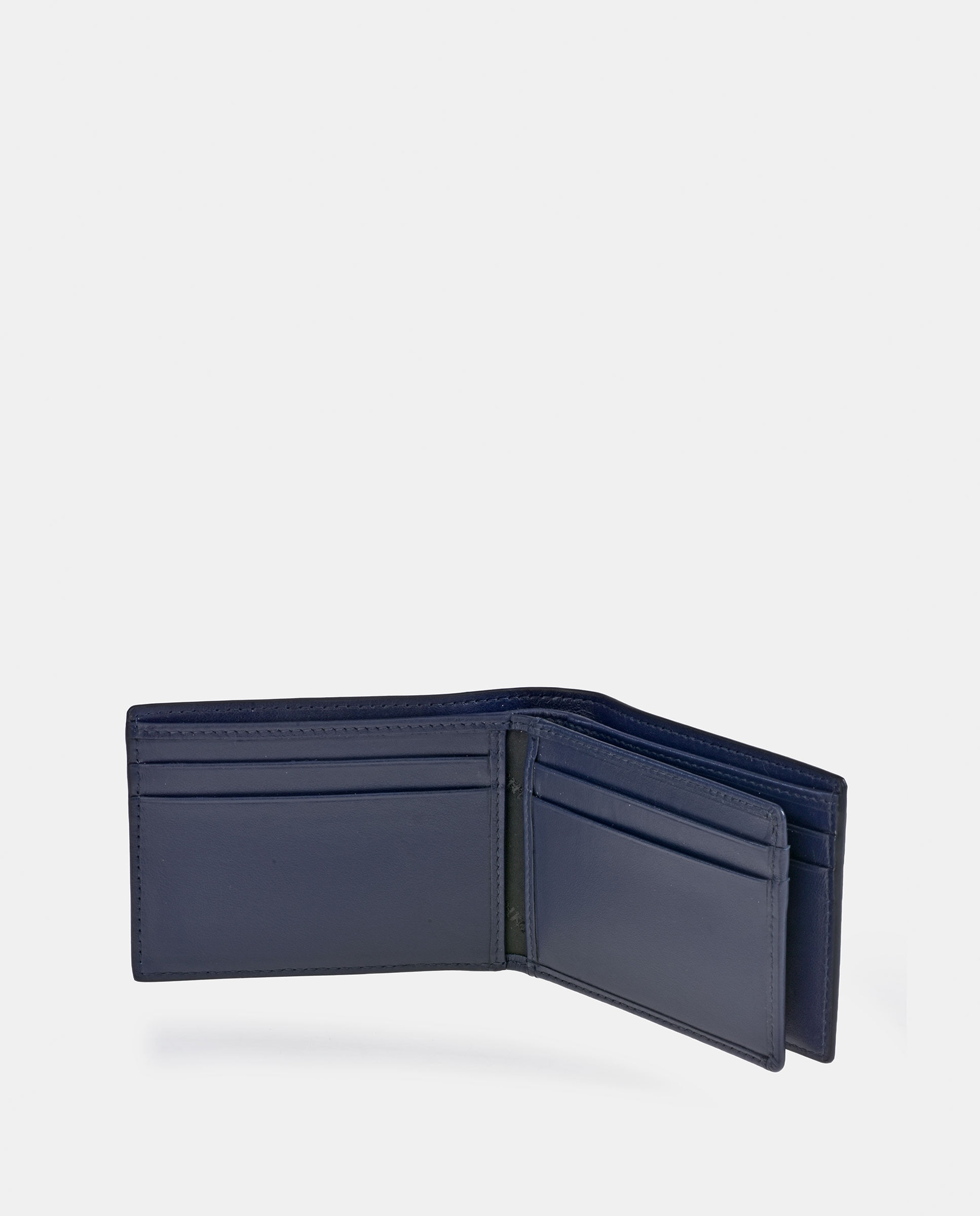 Carteira Tipo Americano Compacta em Pele - Preto Azul-marinho-3