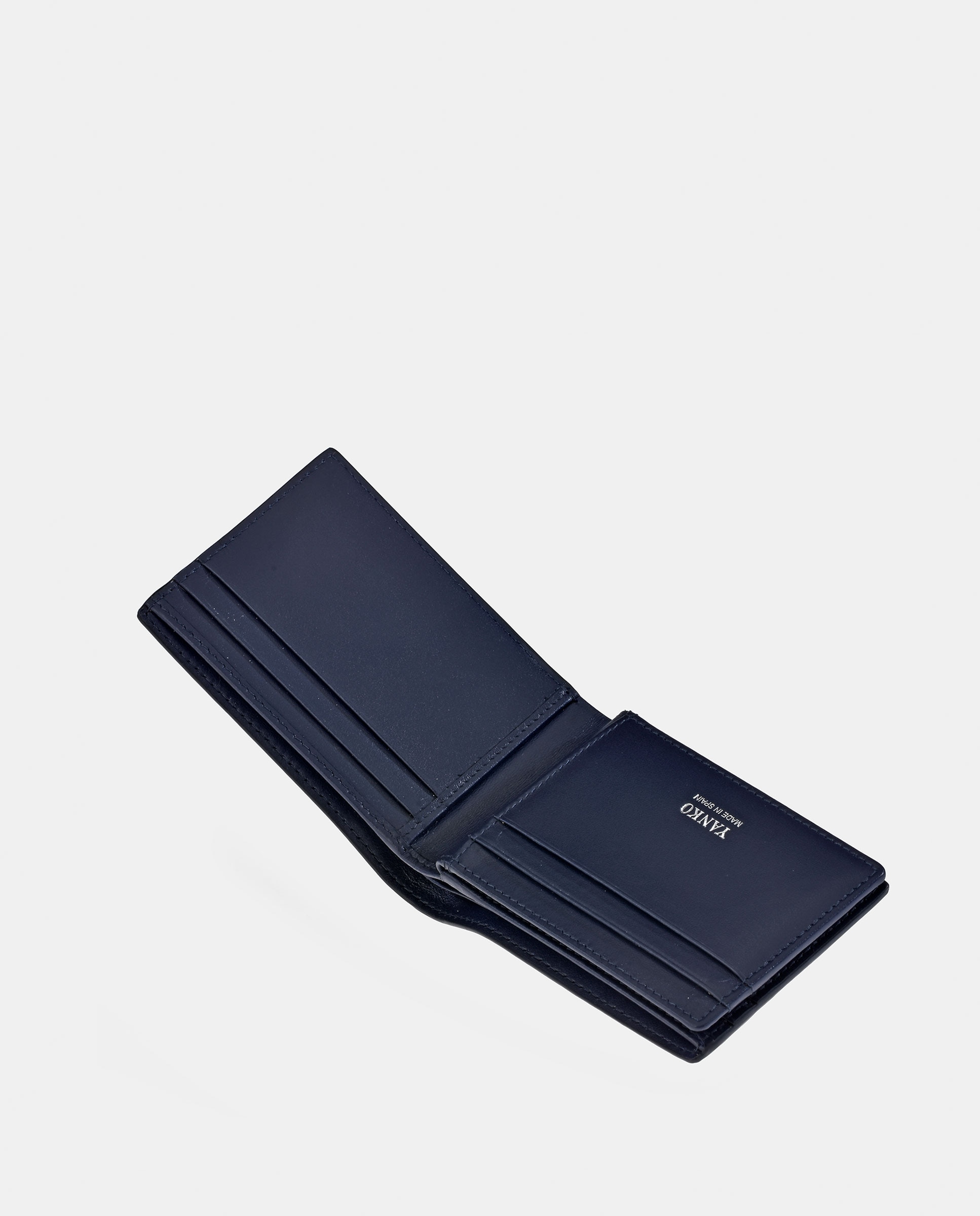 Carteira Tipo Americano Compacta em Pele - Preto Azul-marinho-4
