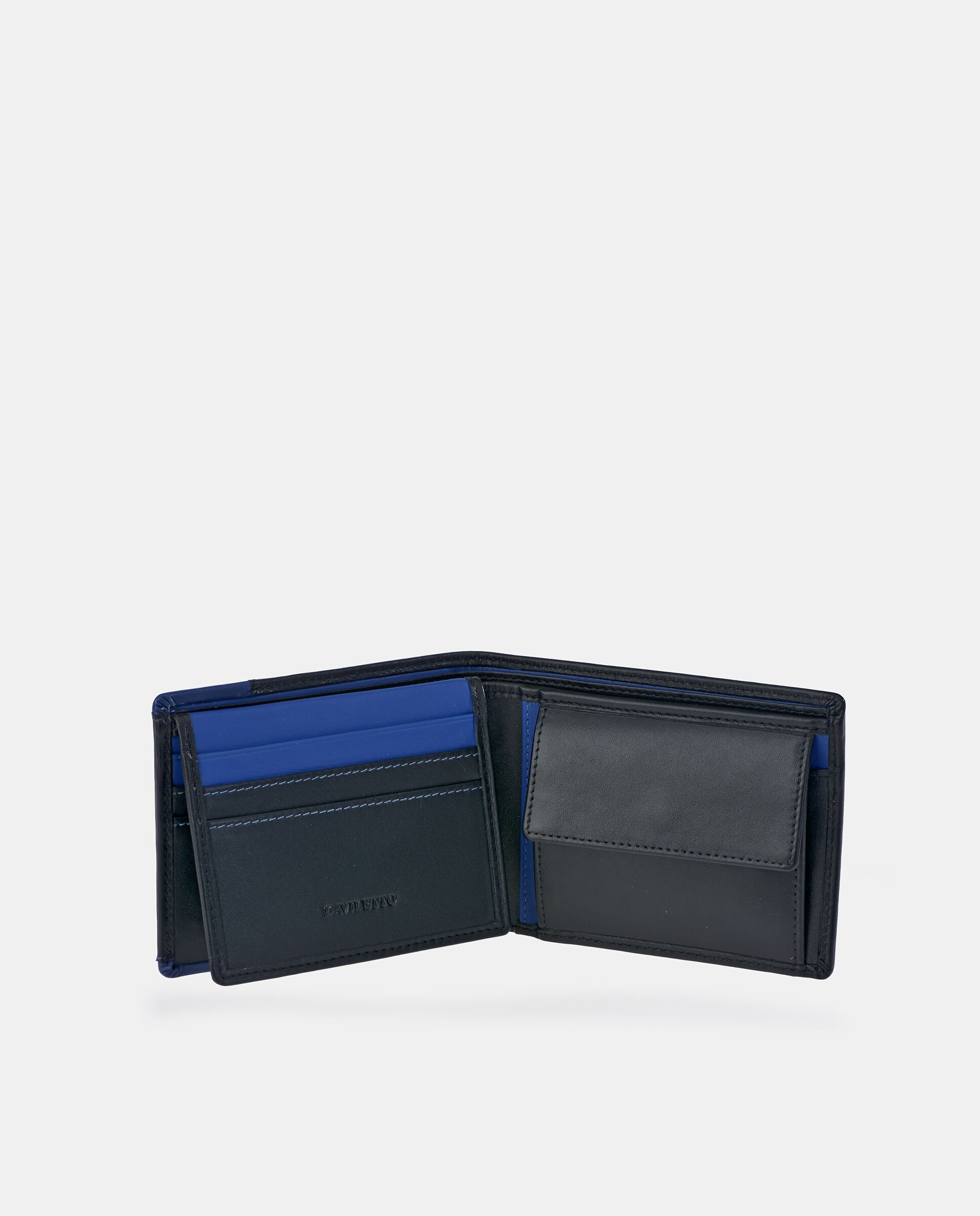 Carteira Tipo Americano em Pele com Porta-Moedas Interior Preto-3
