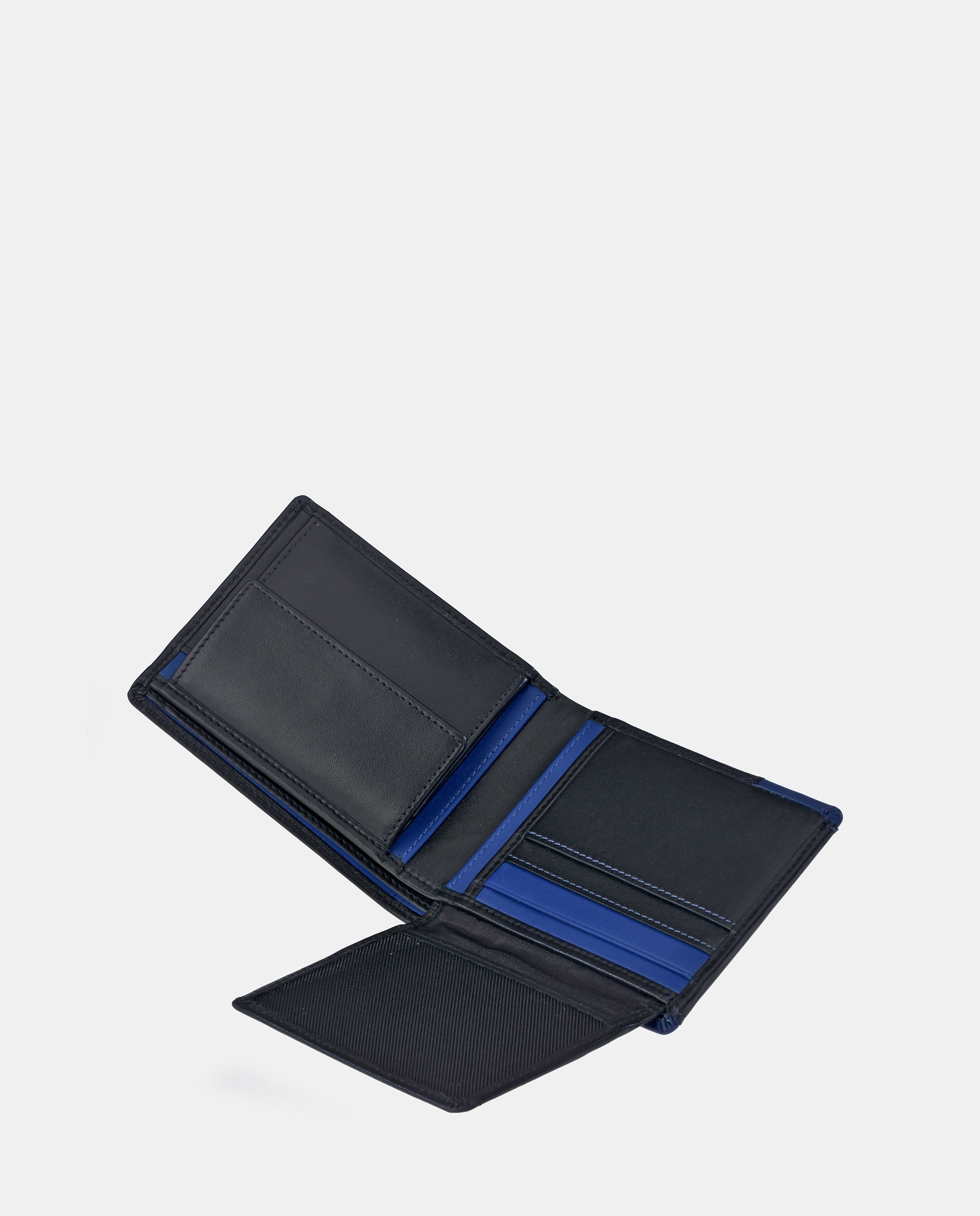 Carteira Tipo Americano em Pele com Porta-Moedas Interior Preto-4