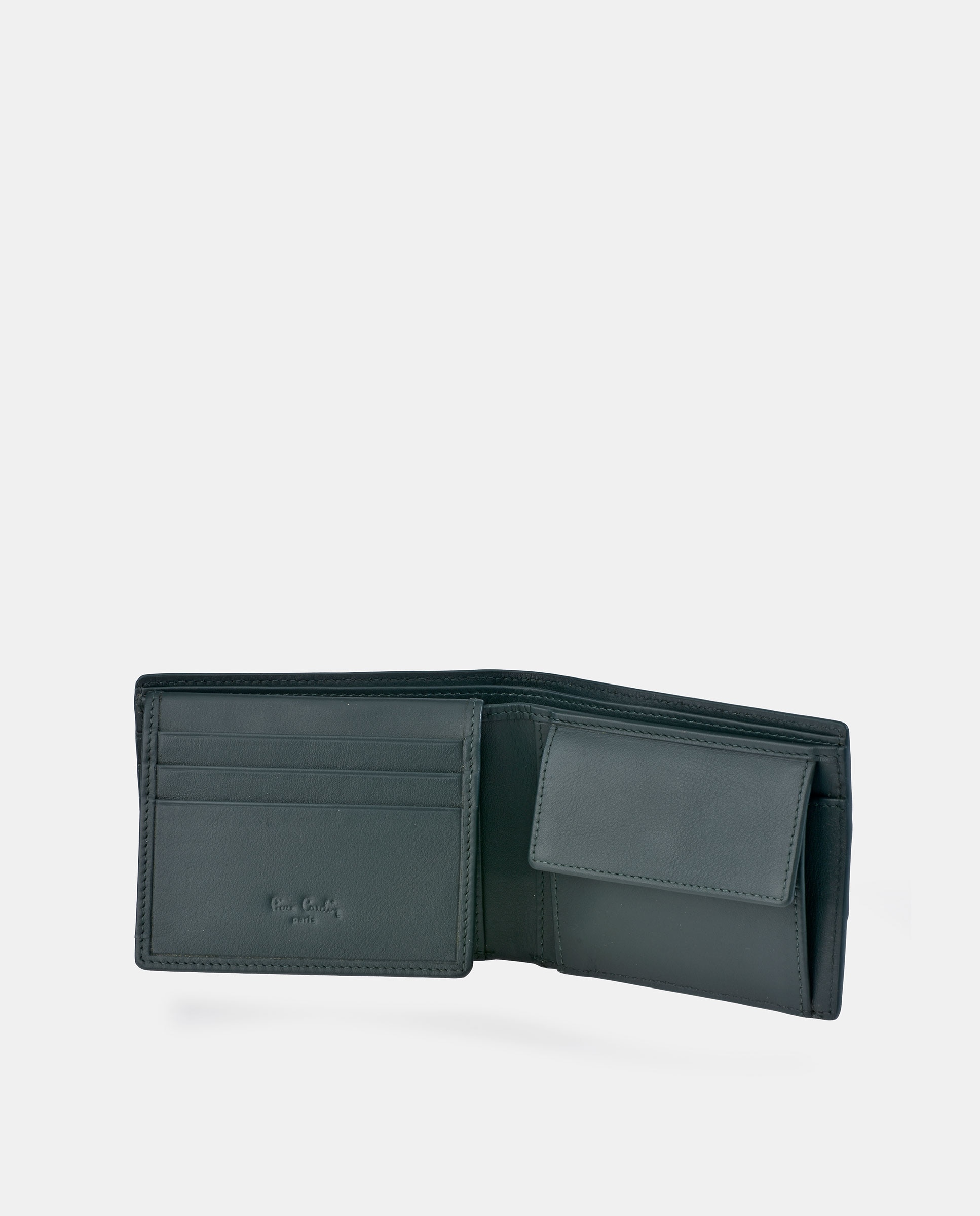 Carteira tipo Americano de Pele com Porta-Moedas Interior Preto-3