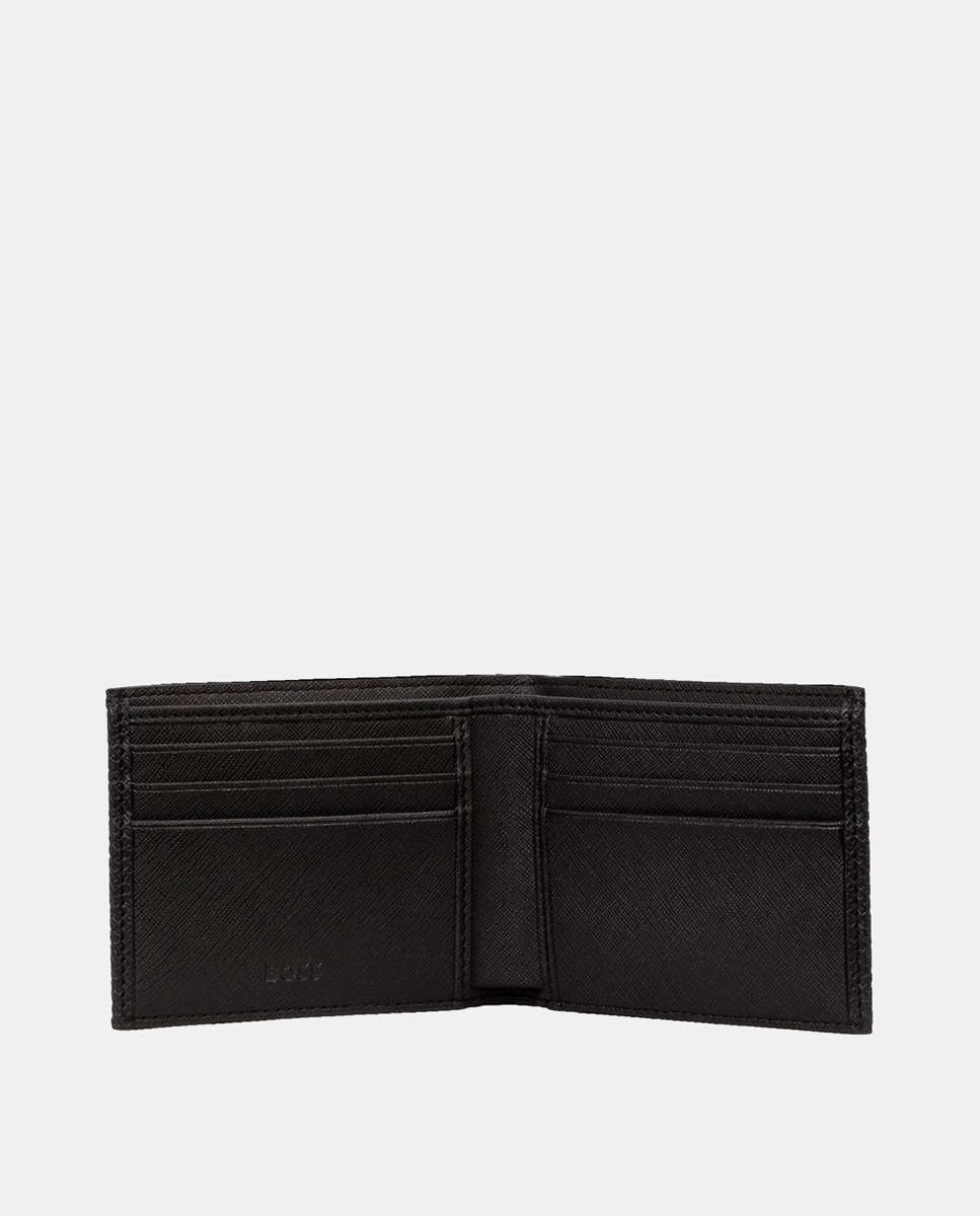Cartera de piel regenerada con logotipo frontal - Boss - Negro Negro-2