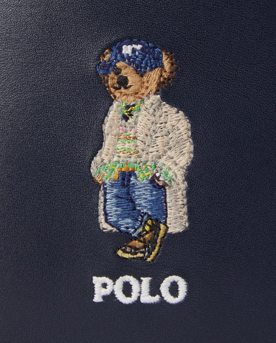 Carteira em Pele com Polo Bear Azul-marinho-4